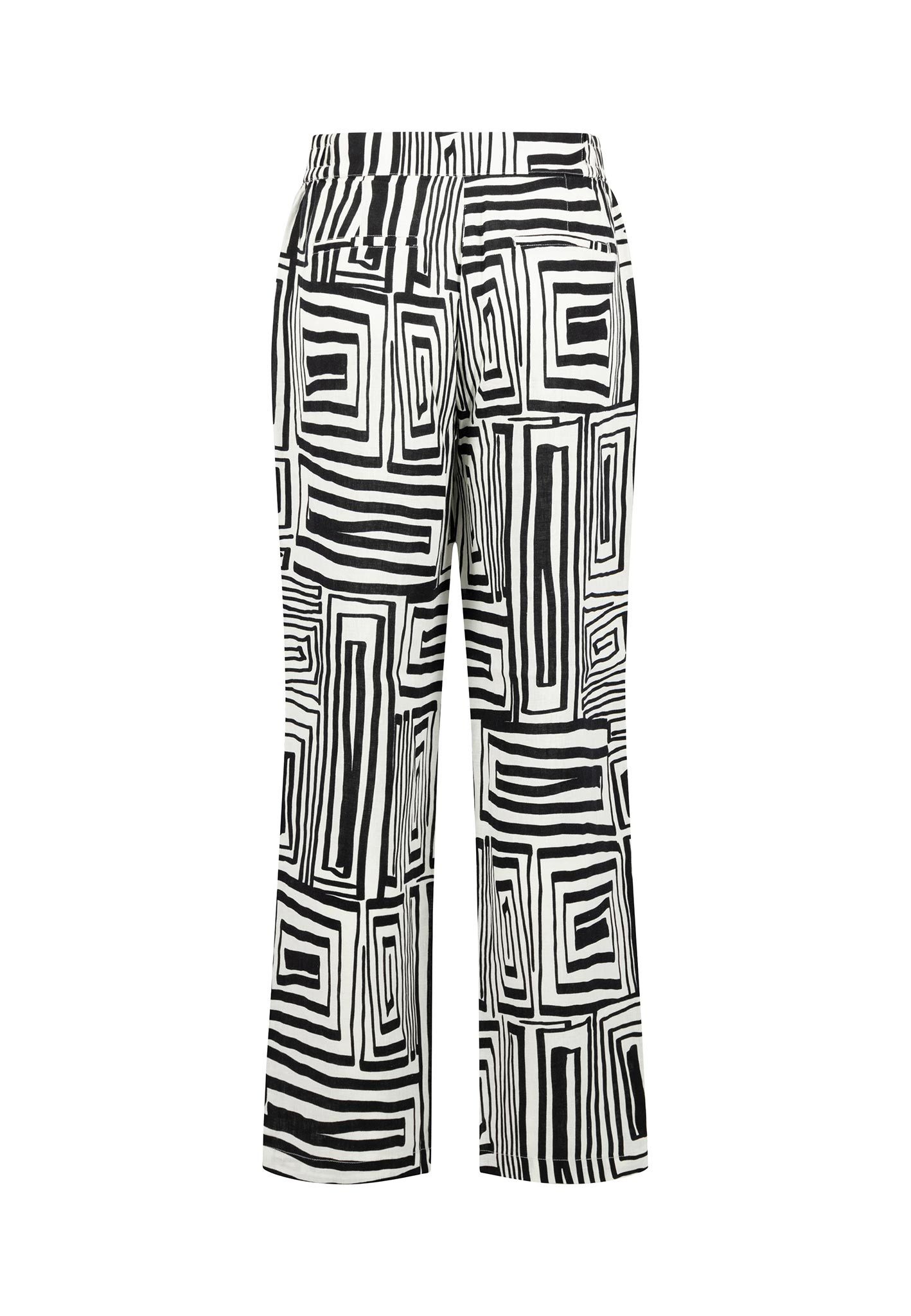 FYNCH-HATTON Linnen broek met grafisch motief dames sweatbroeken maat 36 zwart