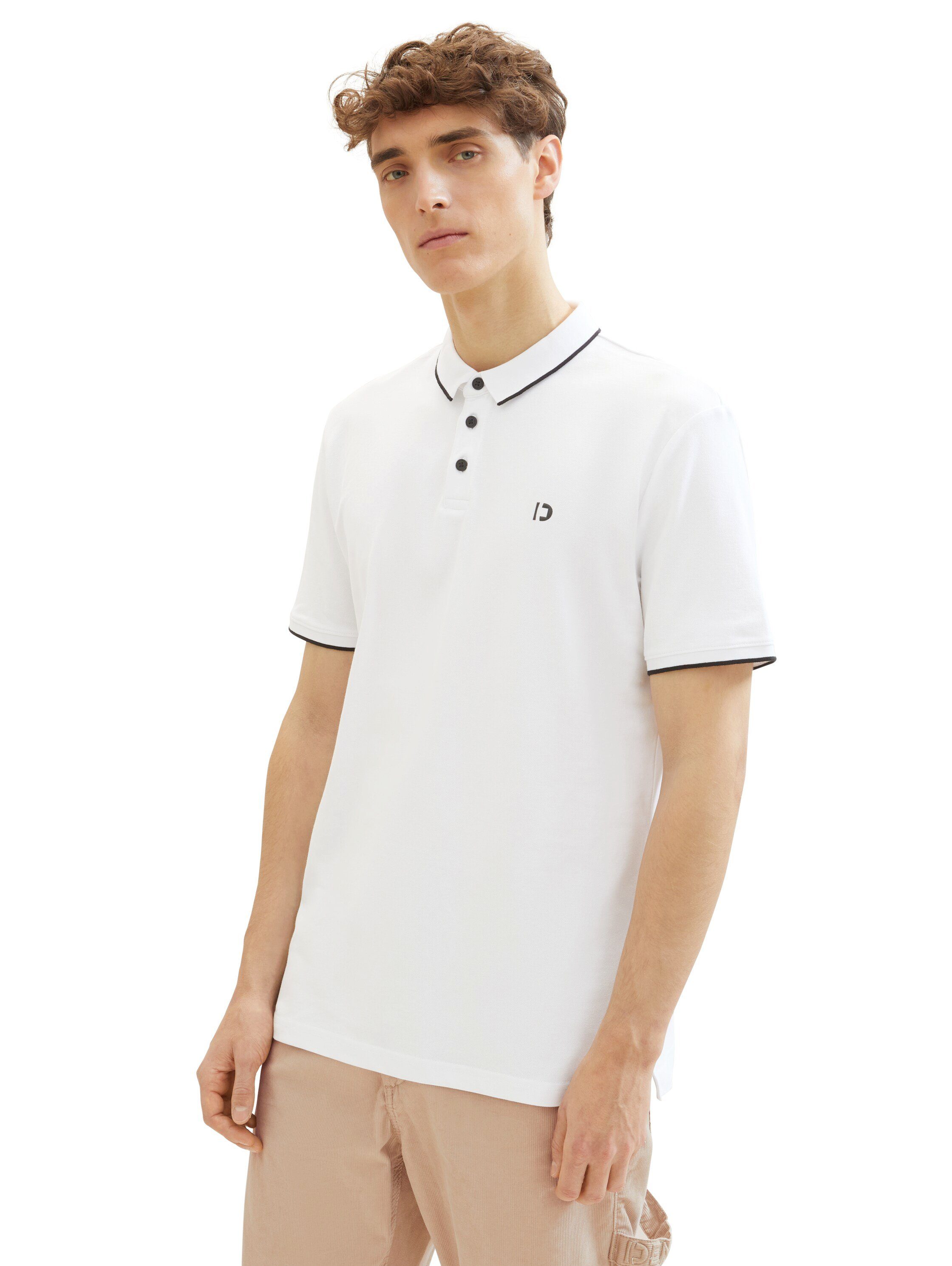 Tom Tailor Denim Poloshirt met logoprint en van stretch