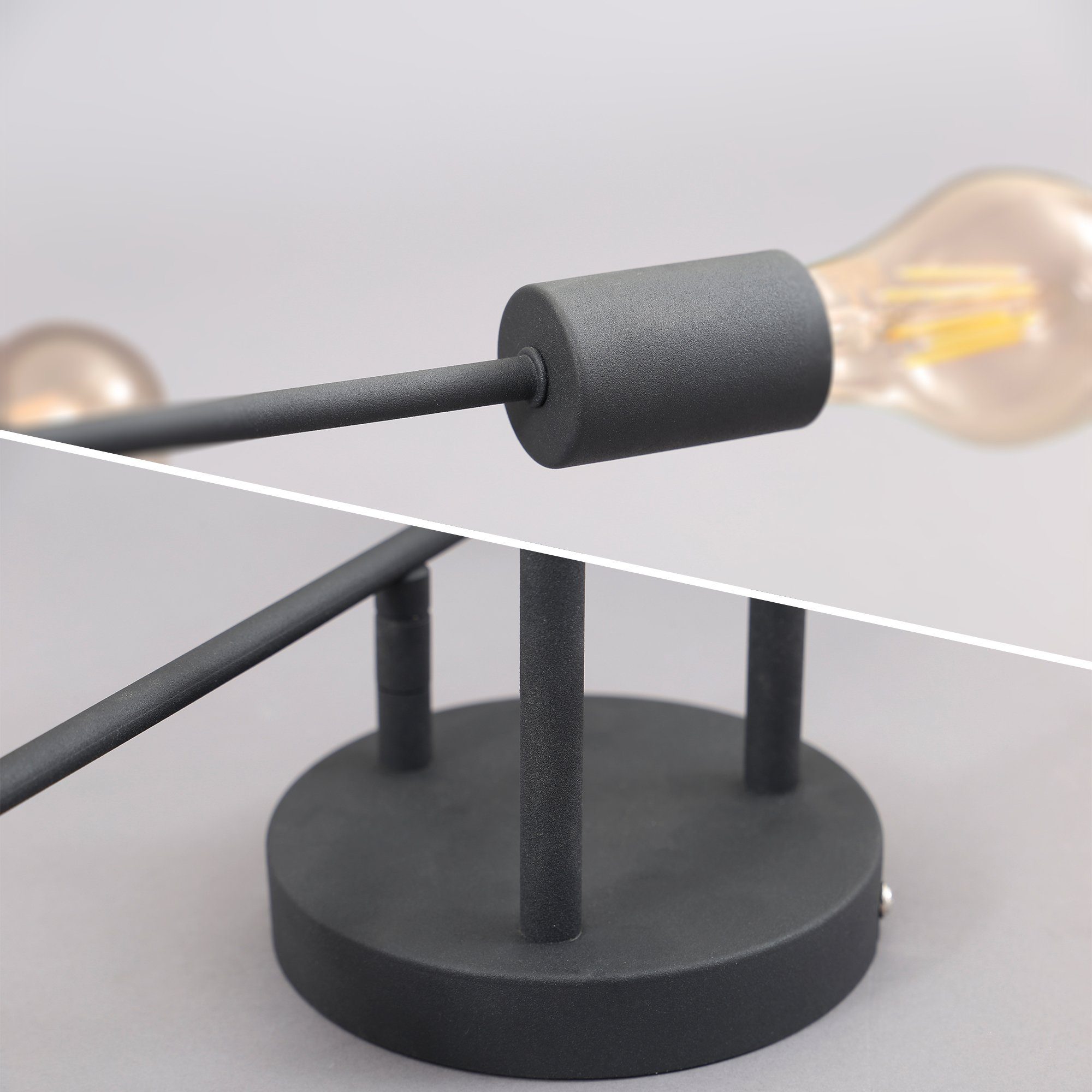B.K.Licht Led-plafondlamp LED vintage-lamp plafondlamp retro industrieel E27 zwart rustiek