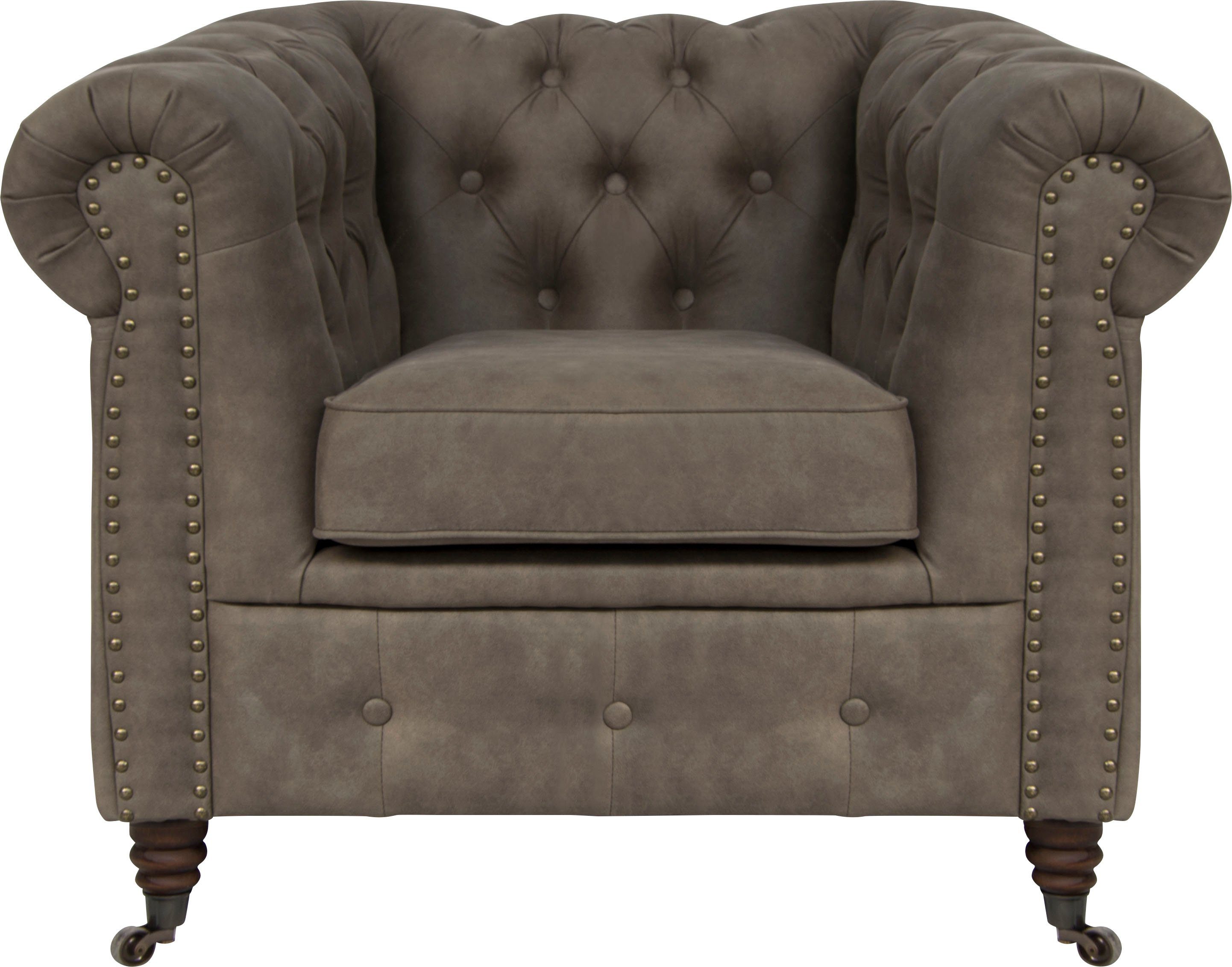 Home affaire Chesterfield-fauteuil Aarburg fauteuil luxueuze capitonnage en siernagels in chesterfield-design