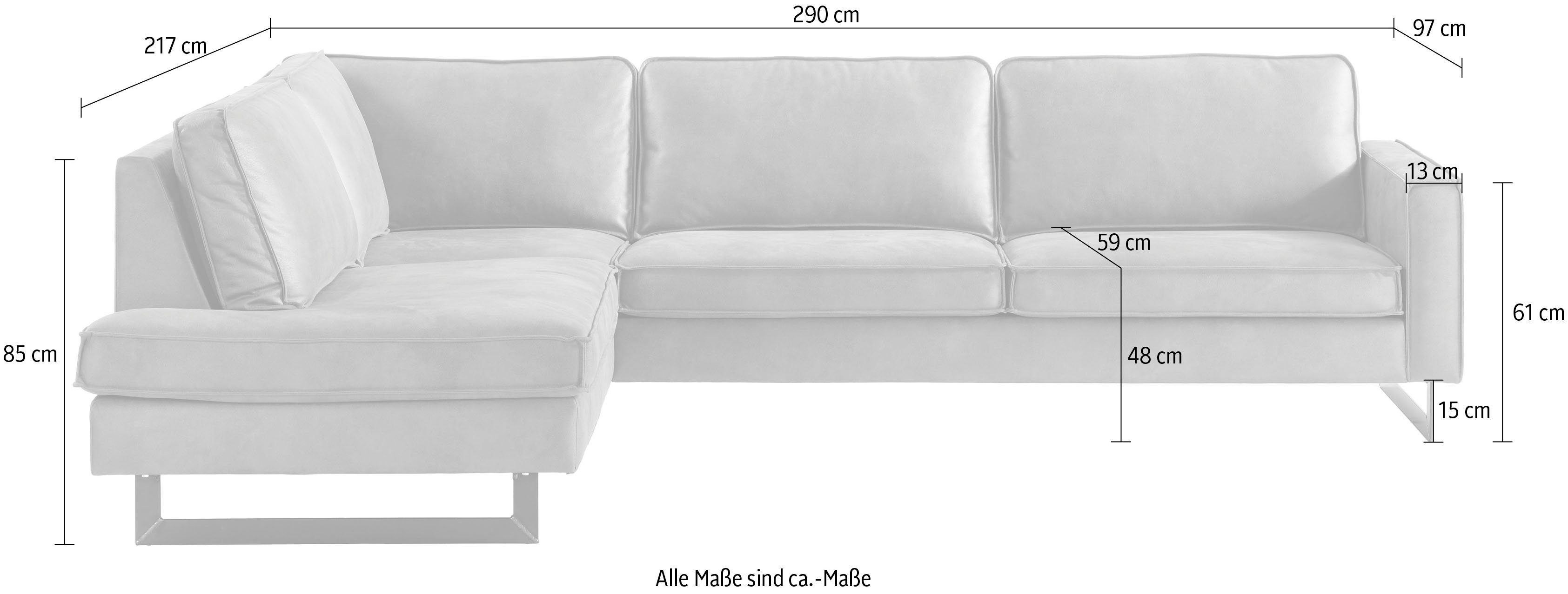 Places of Style Hoekbank Pinto, 290 cm, cord, chenille, leerlook, ottomane links/rechts