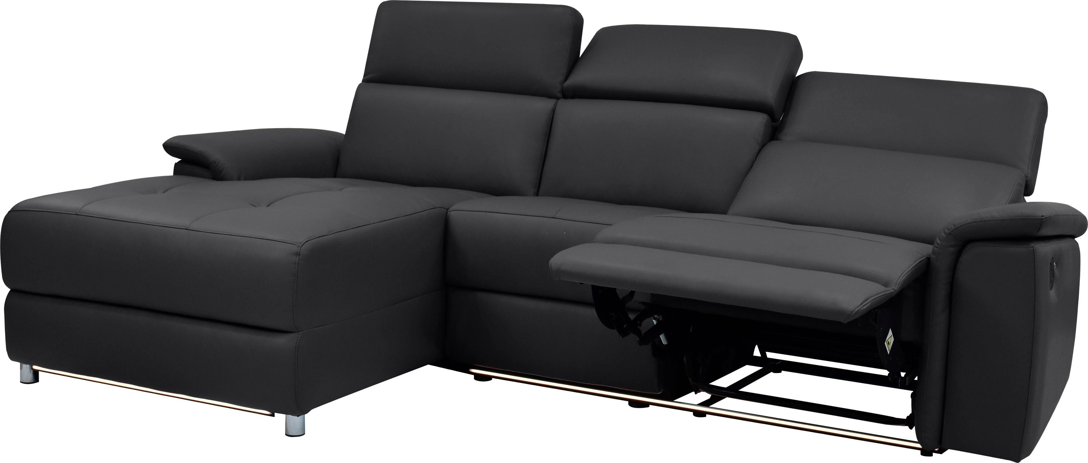 Places of Style Hoekbank Pareli, L-model, 259 cm, met récamier, echt leer, imitatieleer, weefstof