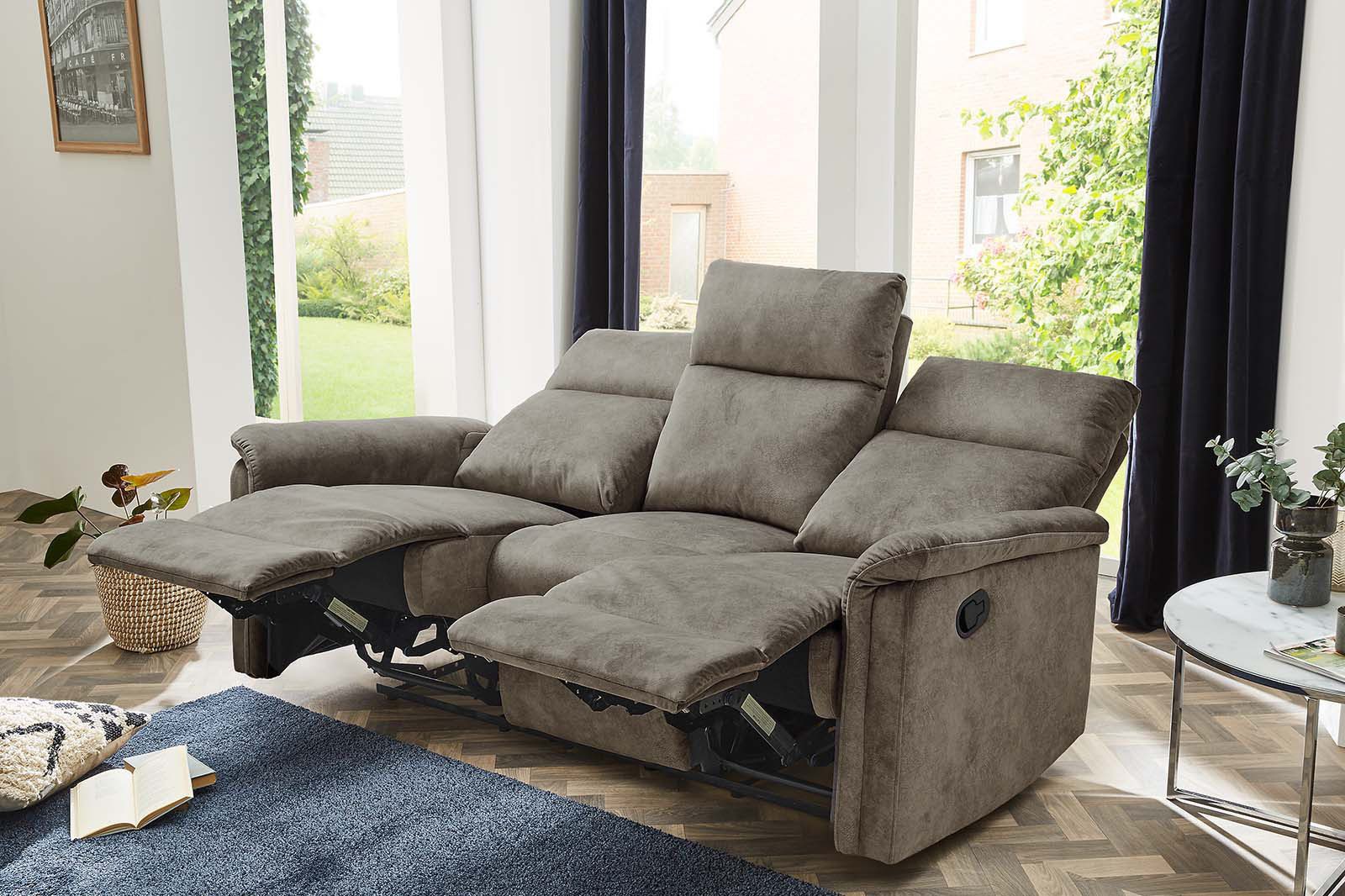 Jockenhöfer Gruppe 3-zitsbank Amrum Ligfunctie met halfautomatische relaxfunctie, TFK bekleding