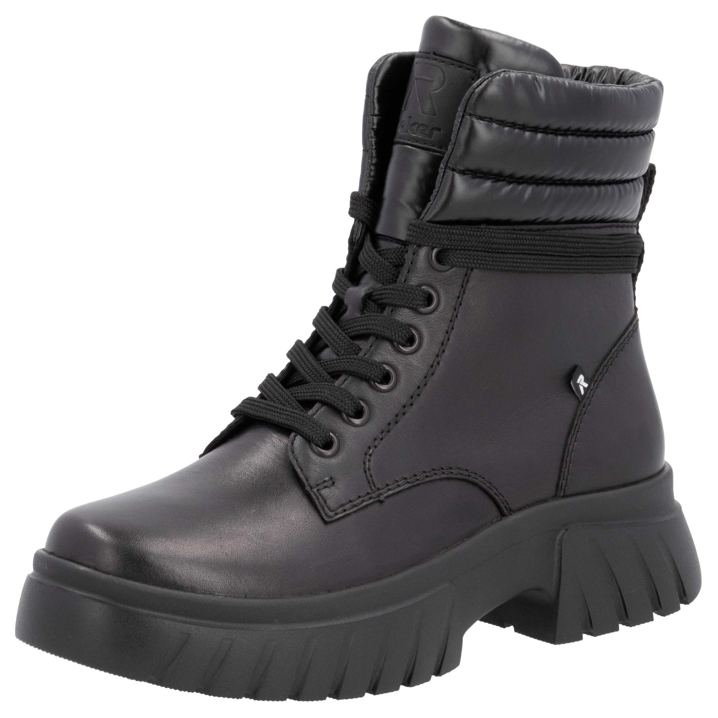 Rieker EVOLUTION Veterschoenen enkellaars, plateaulaarzen met schaptrandvering dames veterlaarsjes maat 39 EU zwart