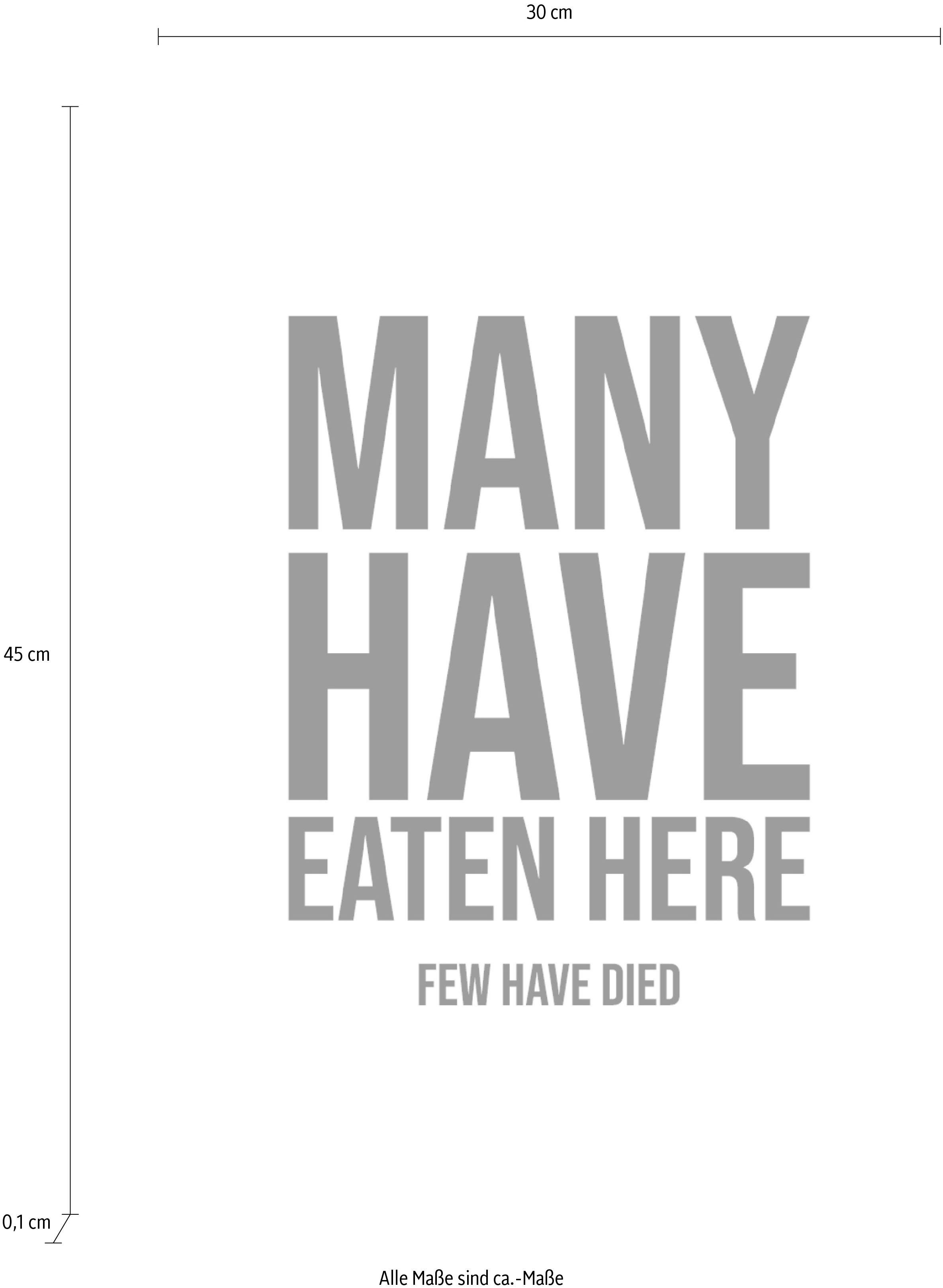 queence Sierobject voor aan de wand Many have eaten here ... Stalen bord, blikken bord, spreuk, grappig, wanddecoratie, retro, 20x30cm