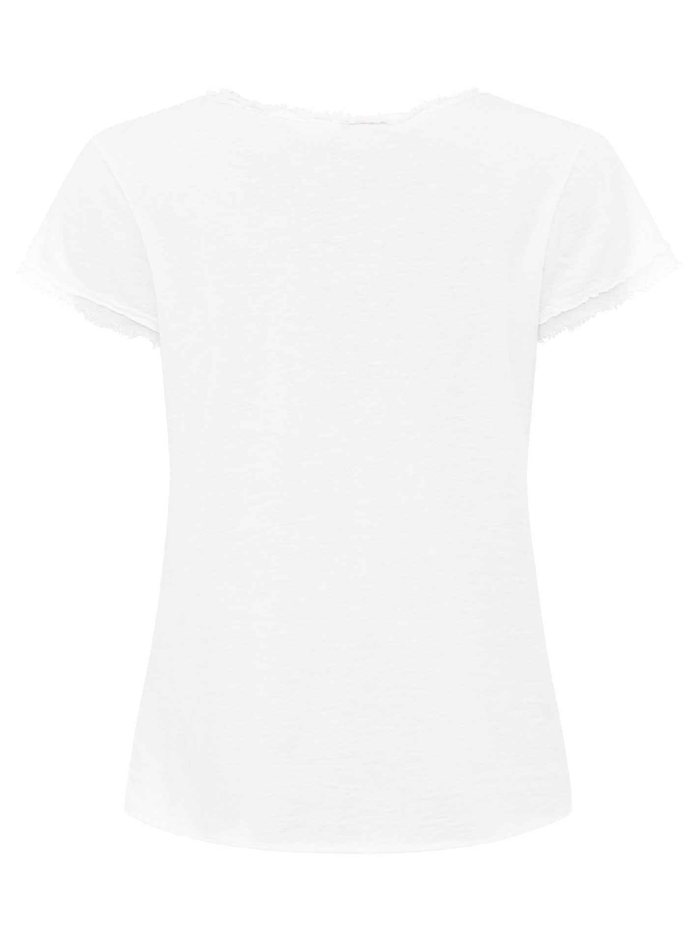 Zwillingsherz T-shirt Positive Mind met v-halslijn, stempeldruk en zoom in used-look
