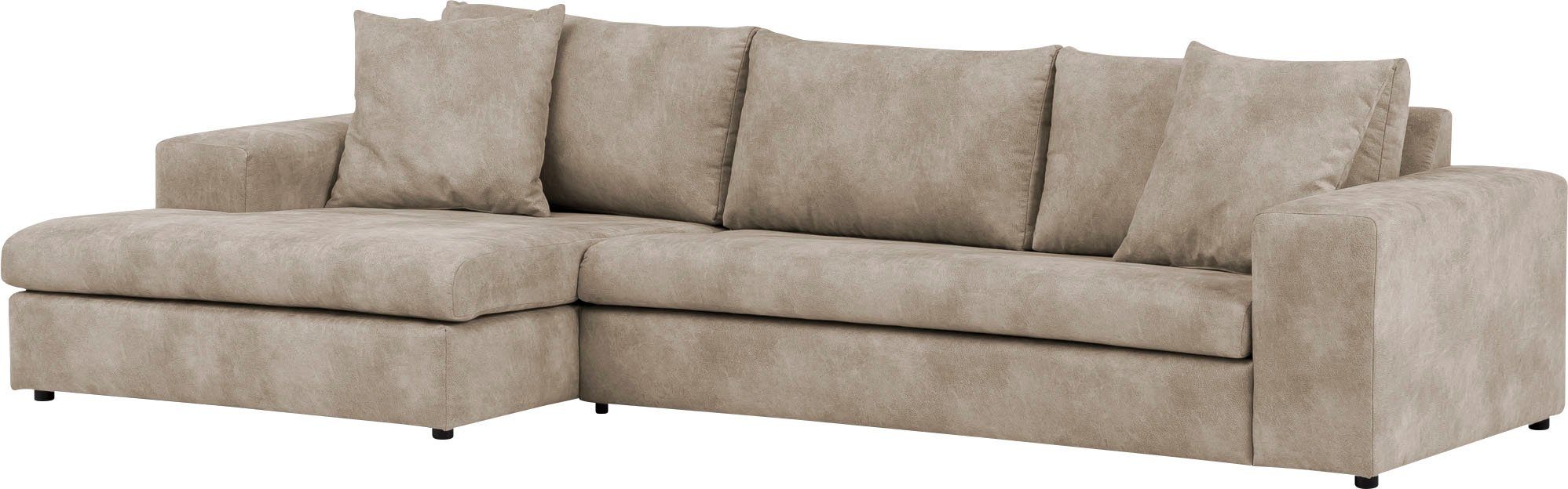 andas Hoekbank SLEETLAND XXL van fluweel of in vintage leer-look, L-model,