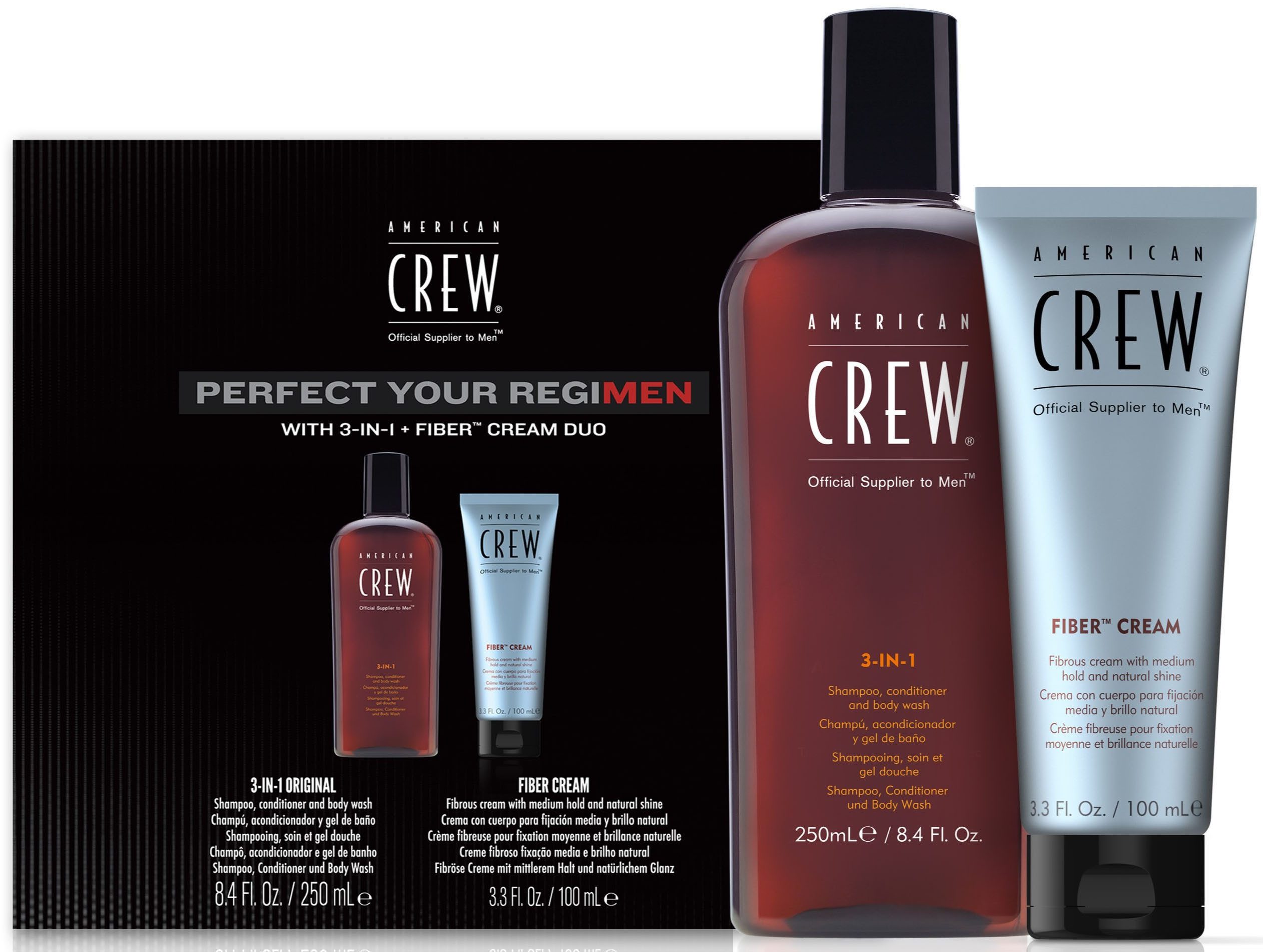 American Crew Haarverzorgingsset Regimen 3In1 Fiber Cream Duo Set Limited Edition (set, 2-delig)