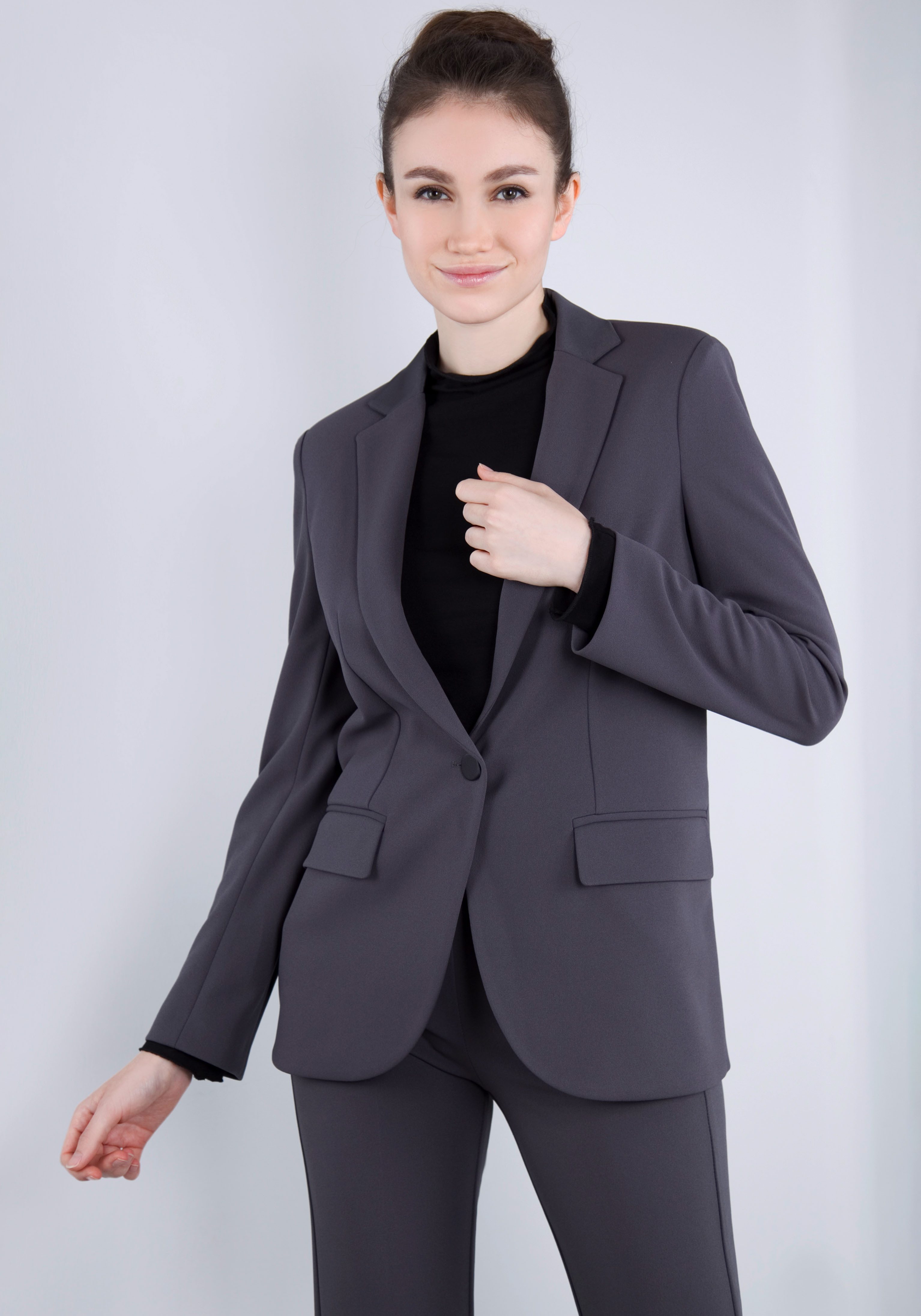 IMPERIAL Lange blazer met satijnen details en stretch