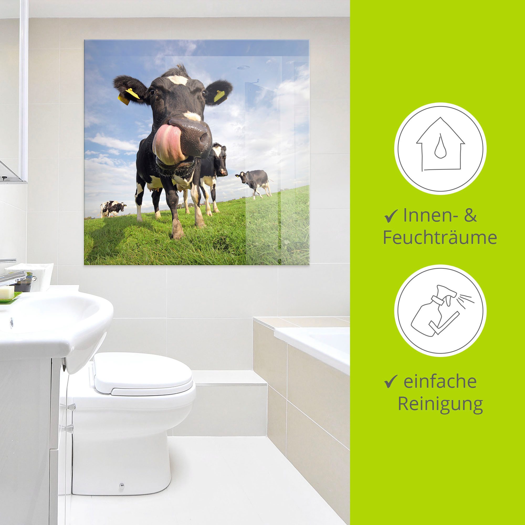 Artland Print op glas Holstein-koe met enorme tong