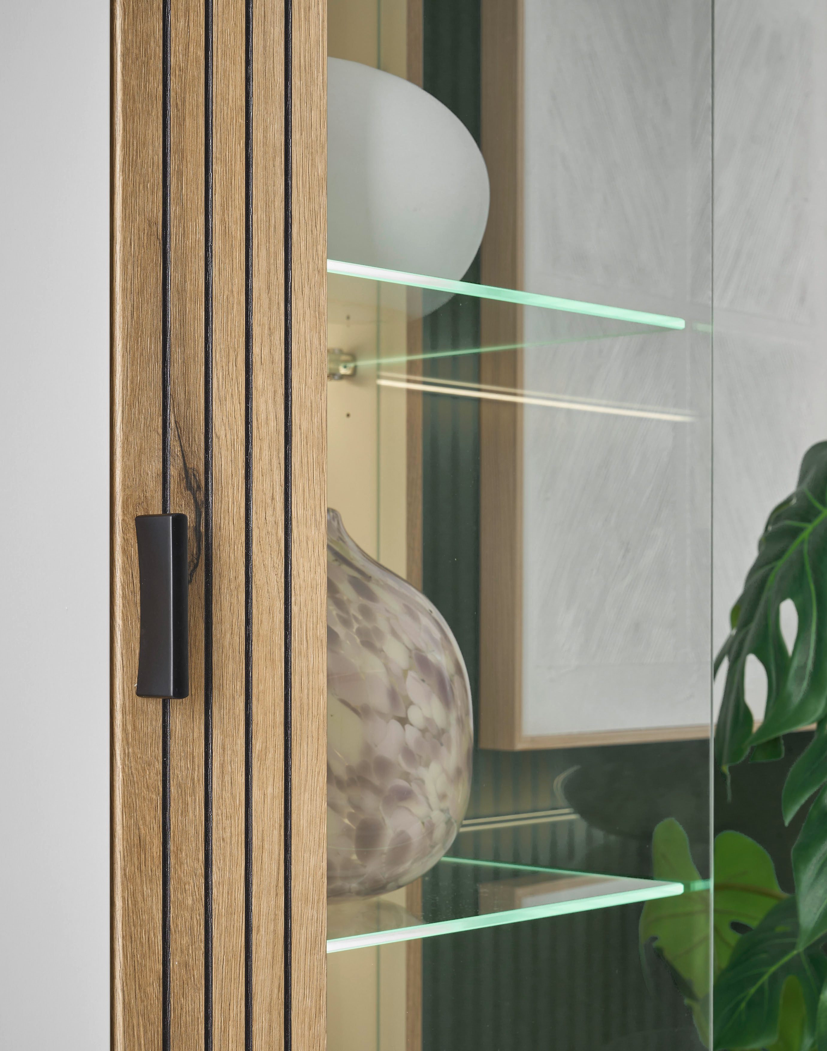 INOSIGN Wandmeubel Hudson met moderne groevenlook, handgrepen van metaal (zwart), breedte 320 cm (set, 4-delig)