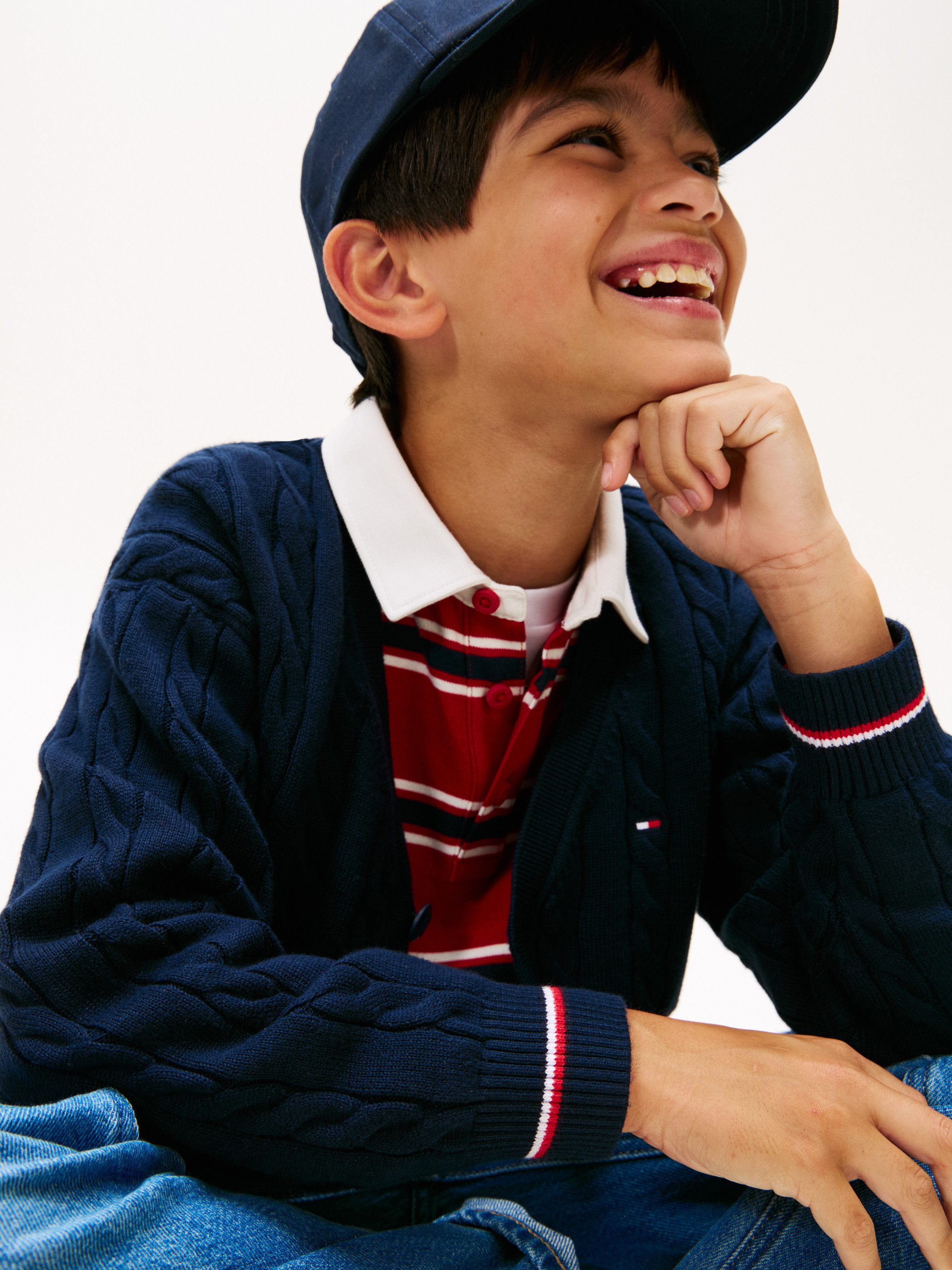 Tommy Hilfiger Gebreide trui COTTON CABLE GLOBAL STRIPE CARDI