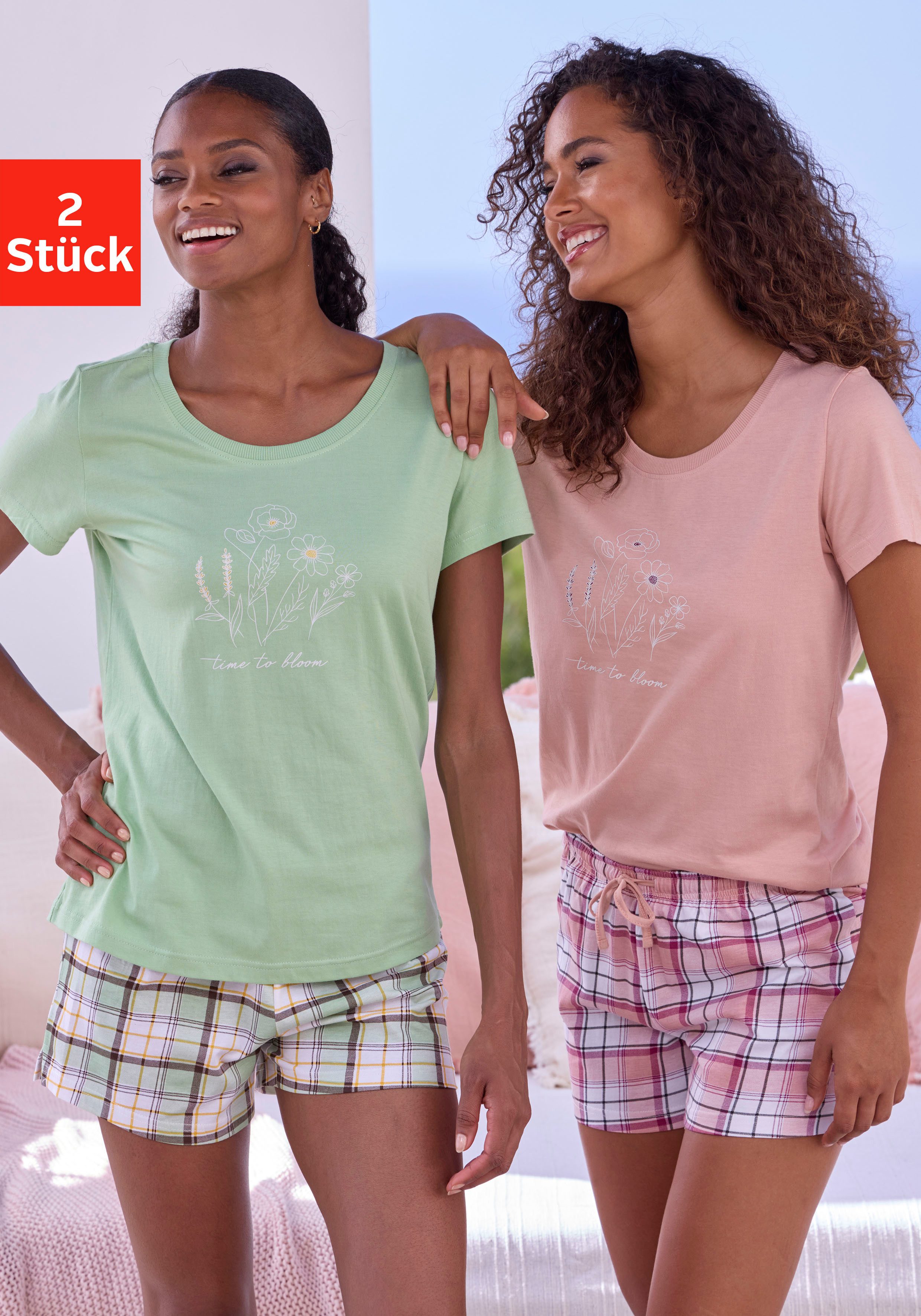 Vivance Dreams Shortama (Set van 2) dames shortama's maat 44/46 groen