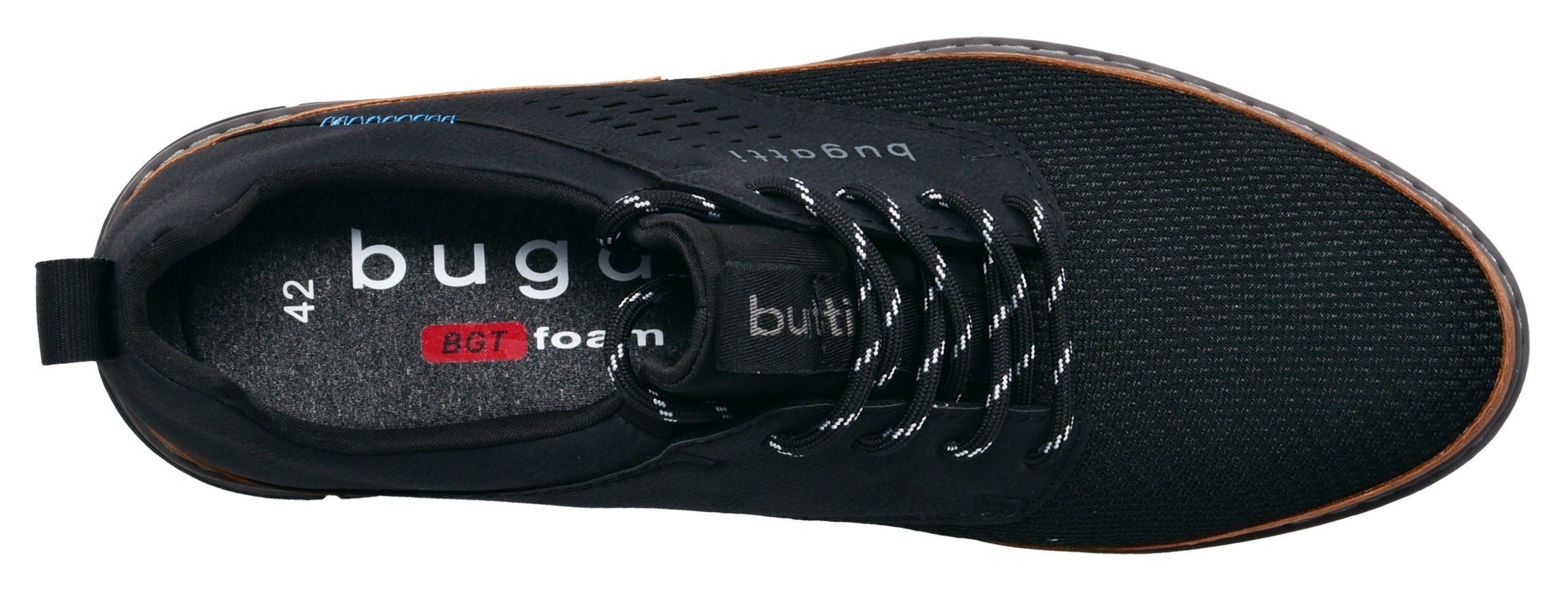 Bugatti Veterschoenen met gaatjespatroon, vrijetijdsschoen, lage schoen, veterschoen