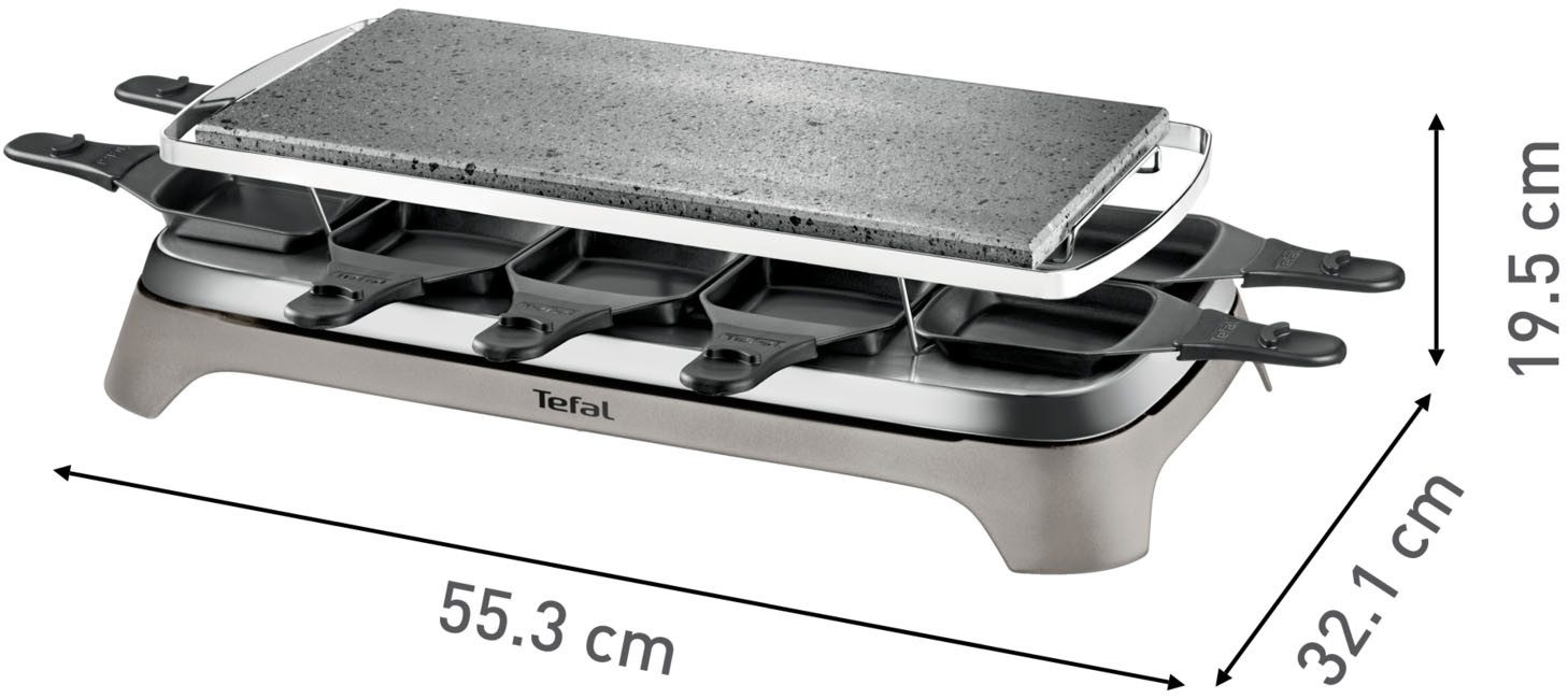 Tefal Raclette Pierrade, Naturstein, spülmaschinengeeignete Pfännchen Grillplaat van steen, pannetjes vaatwasmachinebestendig, PR457B