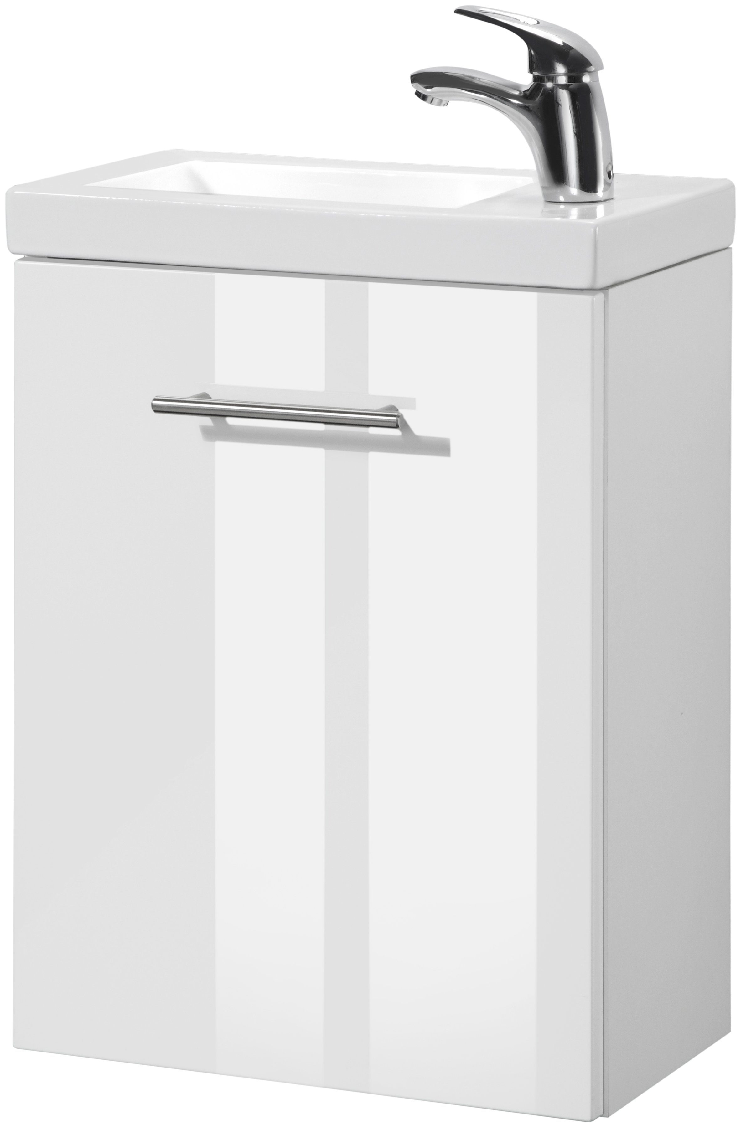 welltime Wastafelmeubel Trento Badkamermeubel breedte 40 cm, gastenbadkamer SlimLine tweede toilet (set, 4-delig)