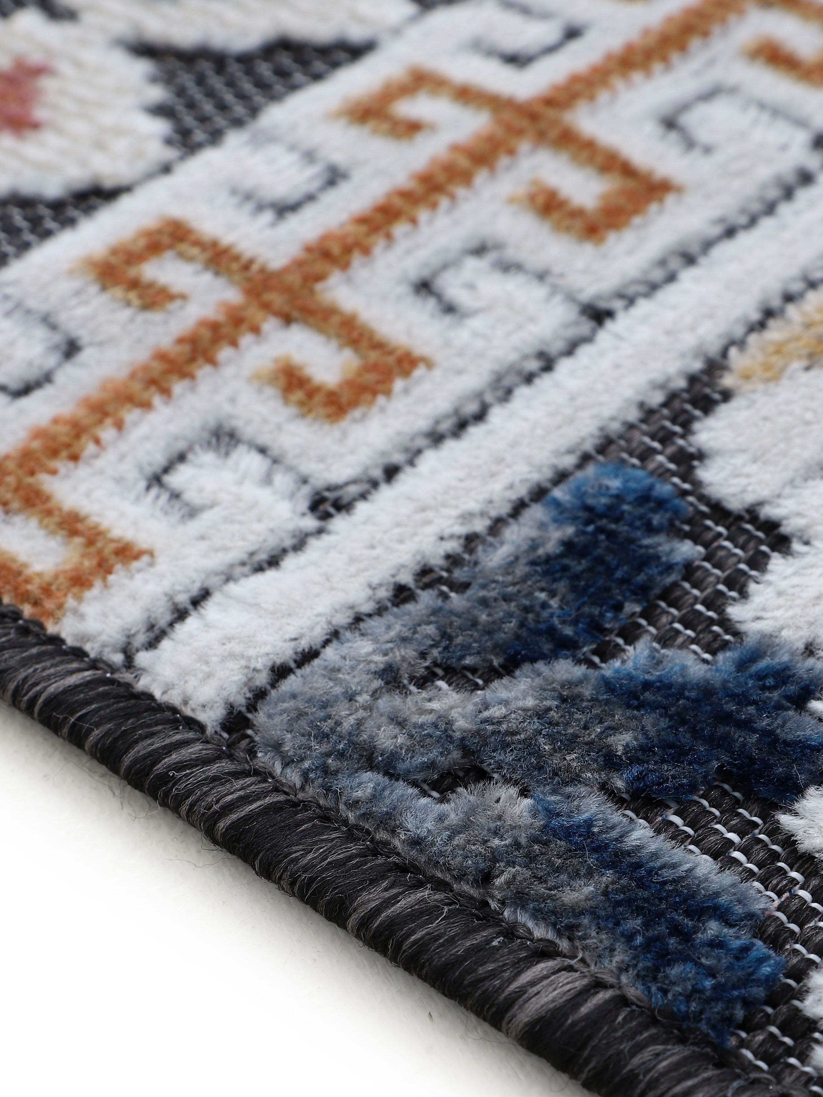 carpetfine Vloerkleed Deja 103 robust vlakweefsel, motief - florale palmbladeren, hoog-laag effect