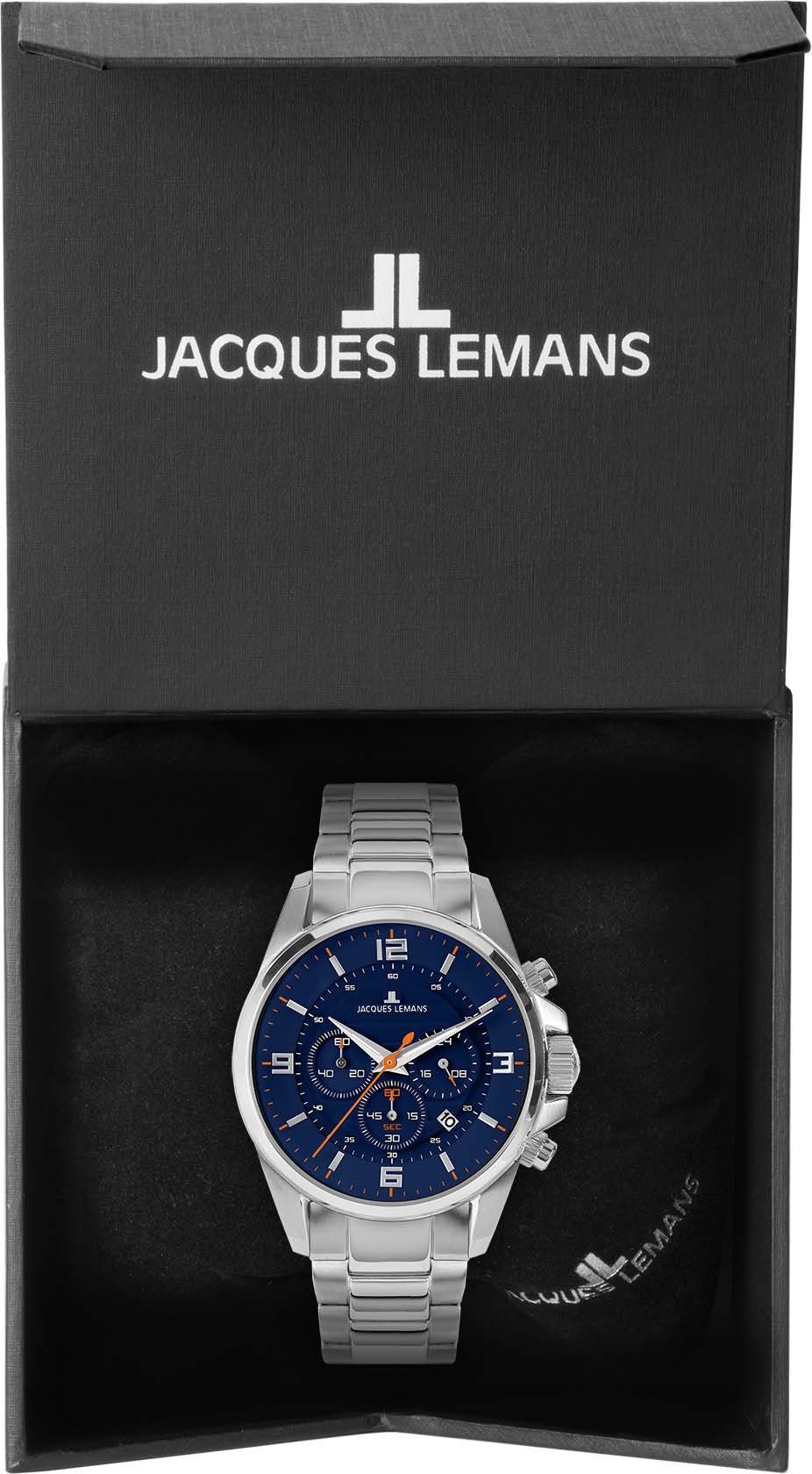 Jacques Lemans Chronograaf Liverpool Quartz horloge, armbandhorloge, herenhorloge, tot 10 bar waterdicht, siliconen band