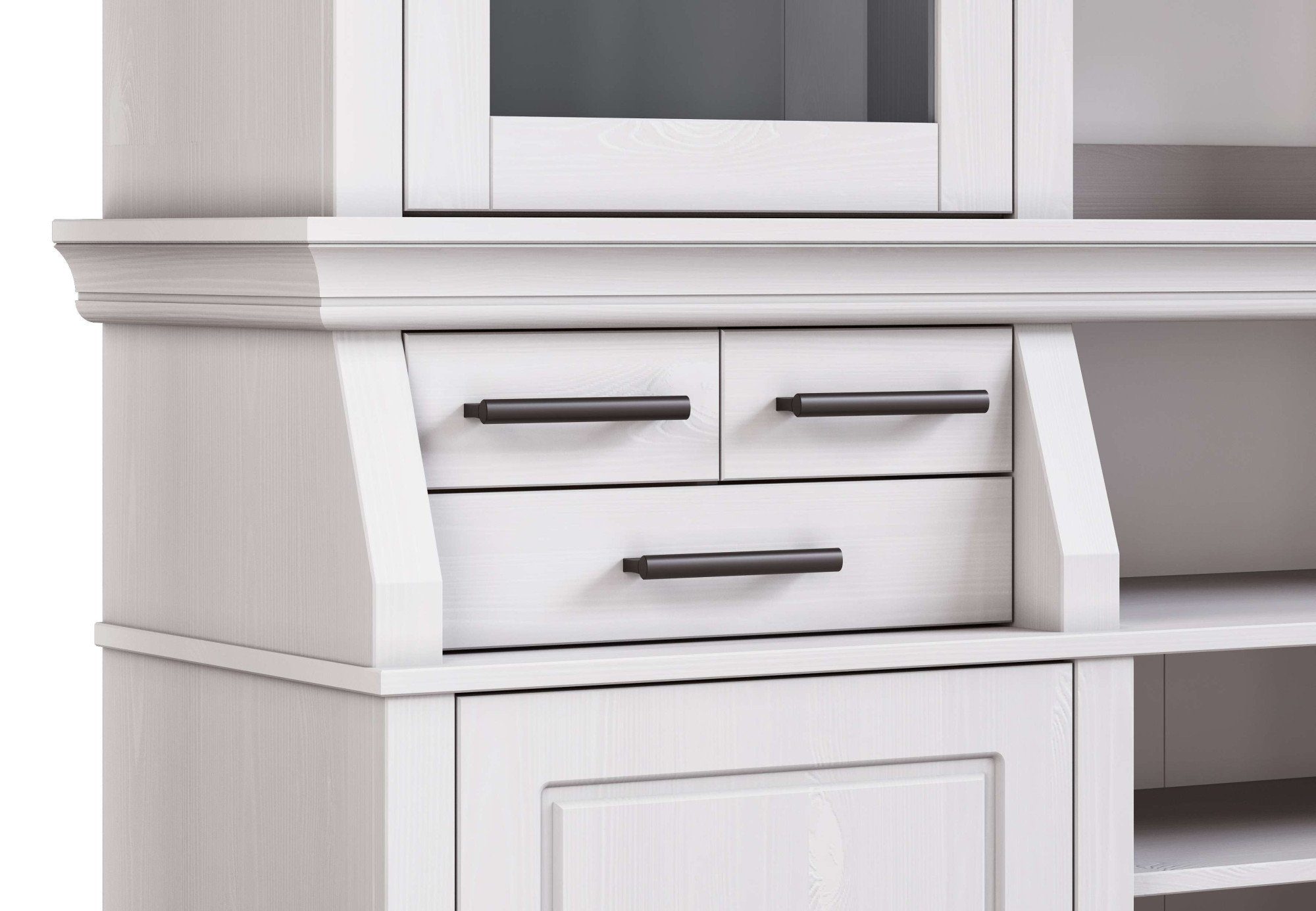 Home affaire Buffetkast Anabel, mit Glastüren und schwarzen Metallgriffen gecertificeerd massief hout, breedte 186 cm, in landhuisstijl