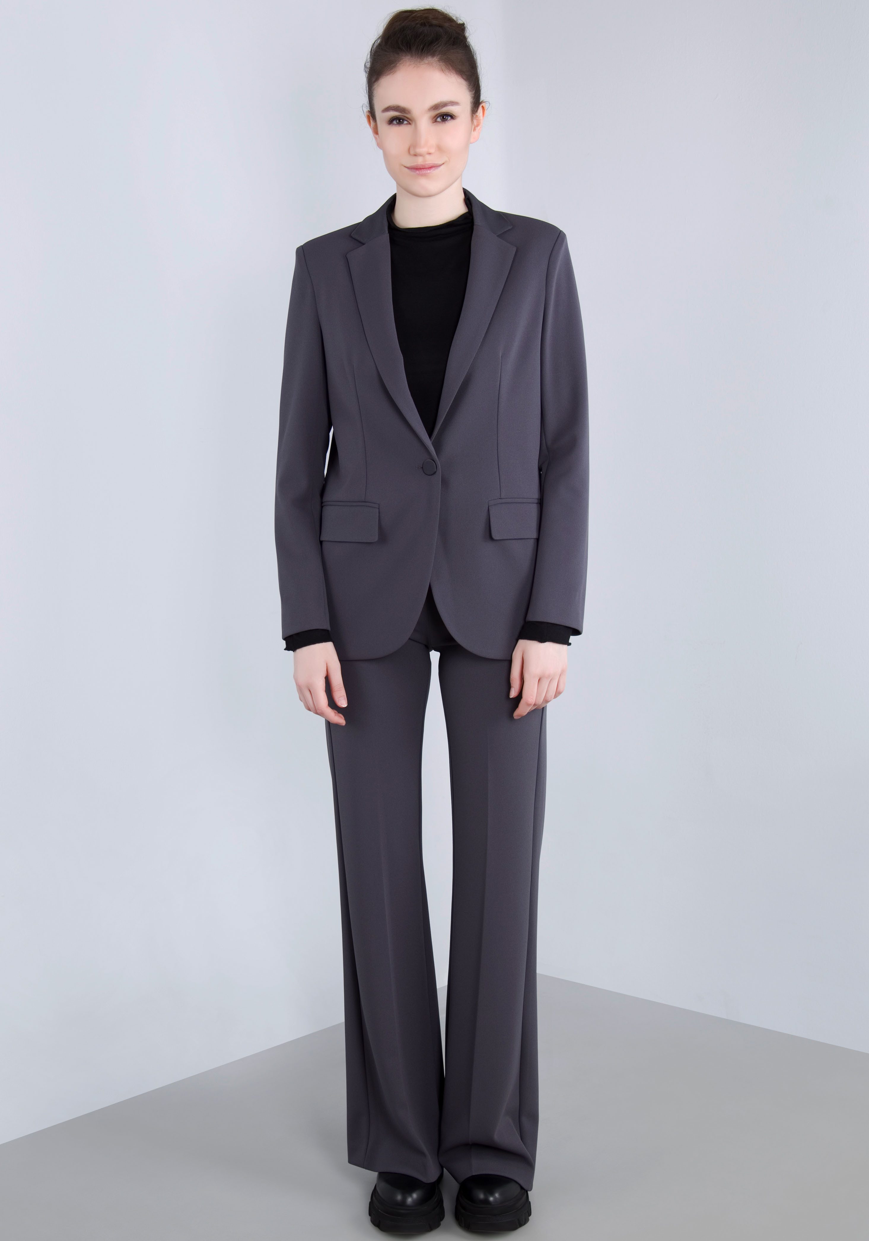 IMPERIAL Lange blazer met satijnen details en stretch