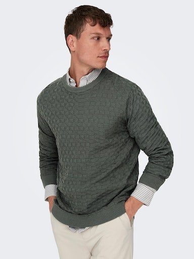 ONLY & SONS Trui met ronde hals ONSKALLE REG 12 STRUC CREW KNIT NOOS