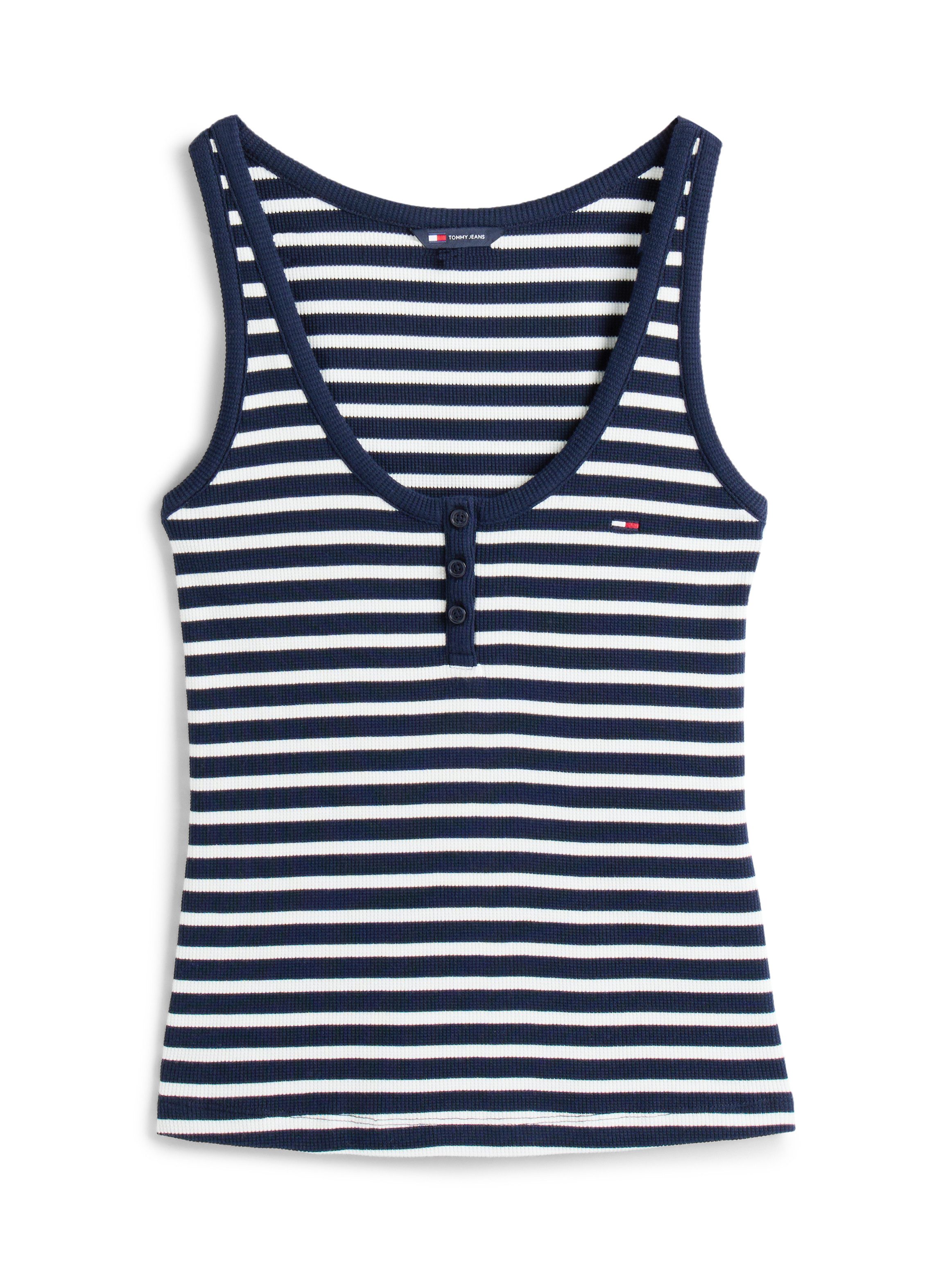 TOMMY JEANS T-shirt TJW SLIM HENLEY WAFFLE TANK