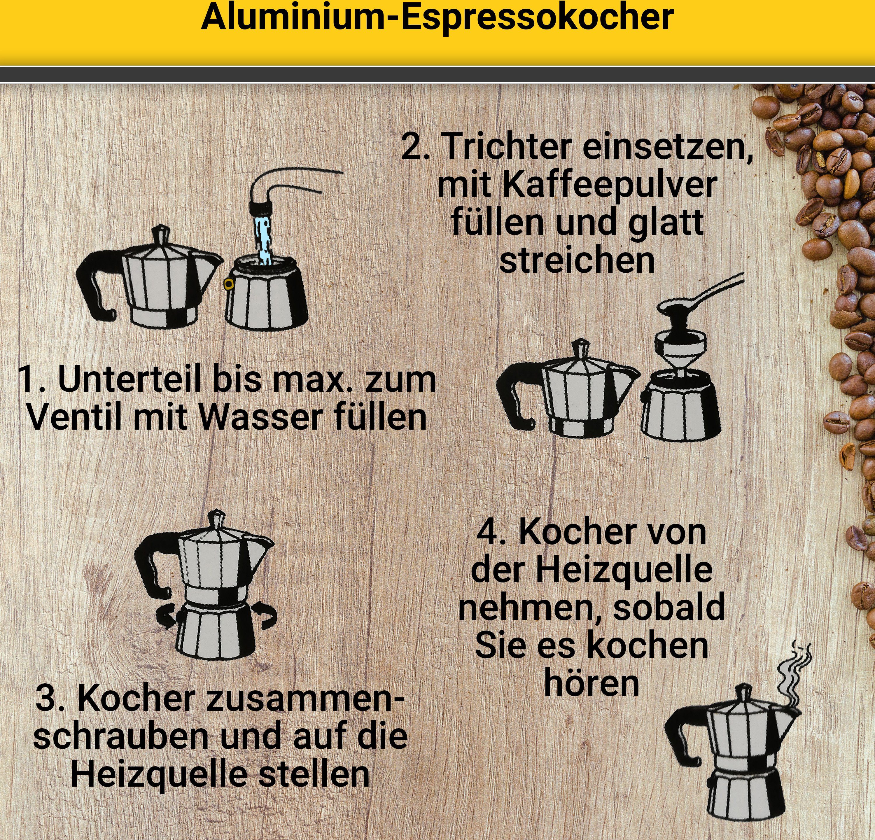 Krüger Espressomachine Italiano traditioneel italiaans, van aluminium, met silicone-afsluitring