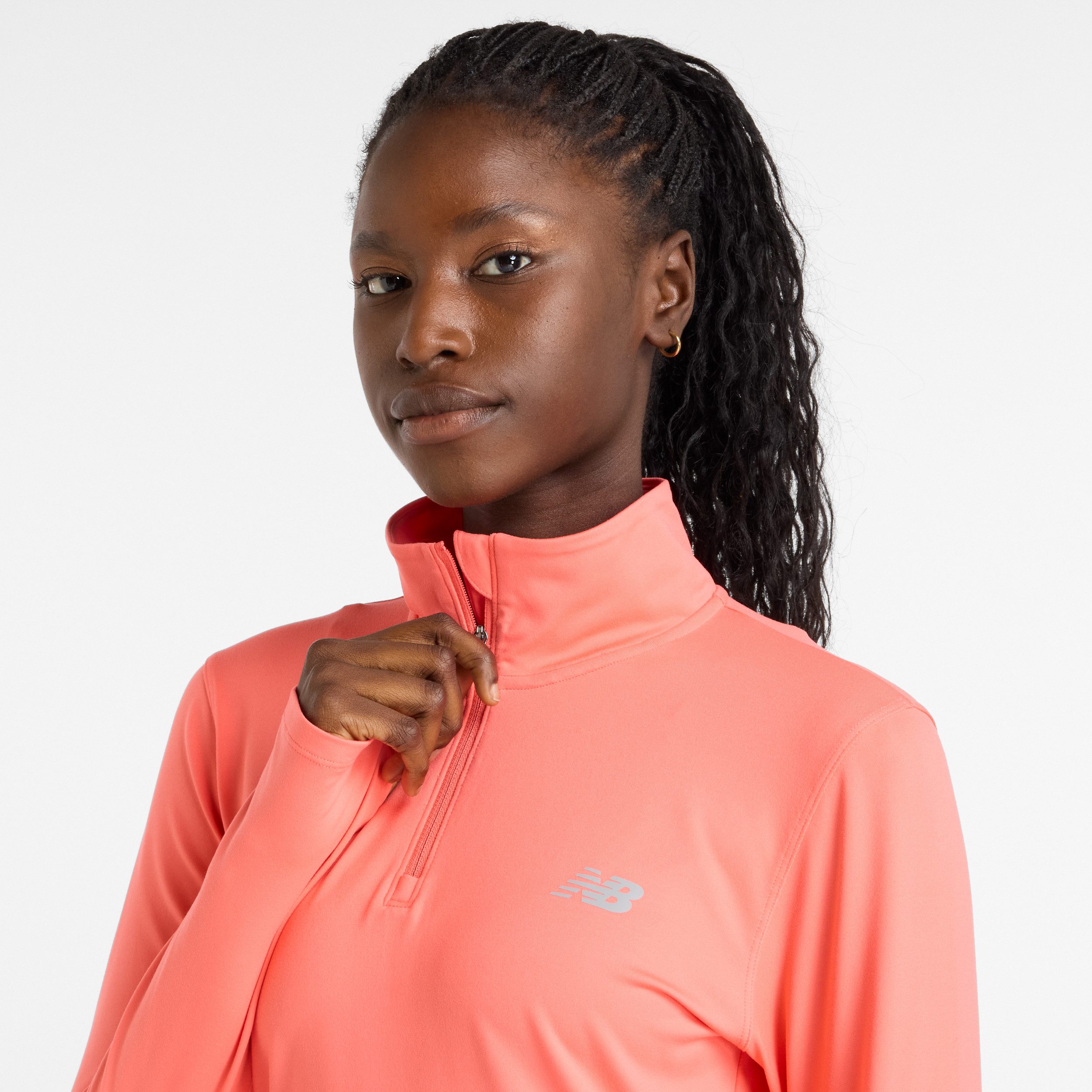 New Balance Runningshirt Sport Essentialspace Dye Quarter Zip PINK TAFFY