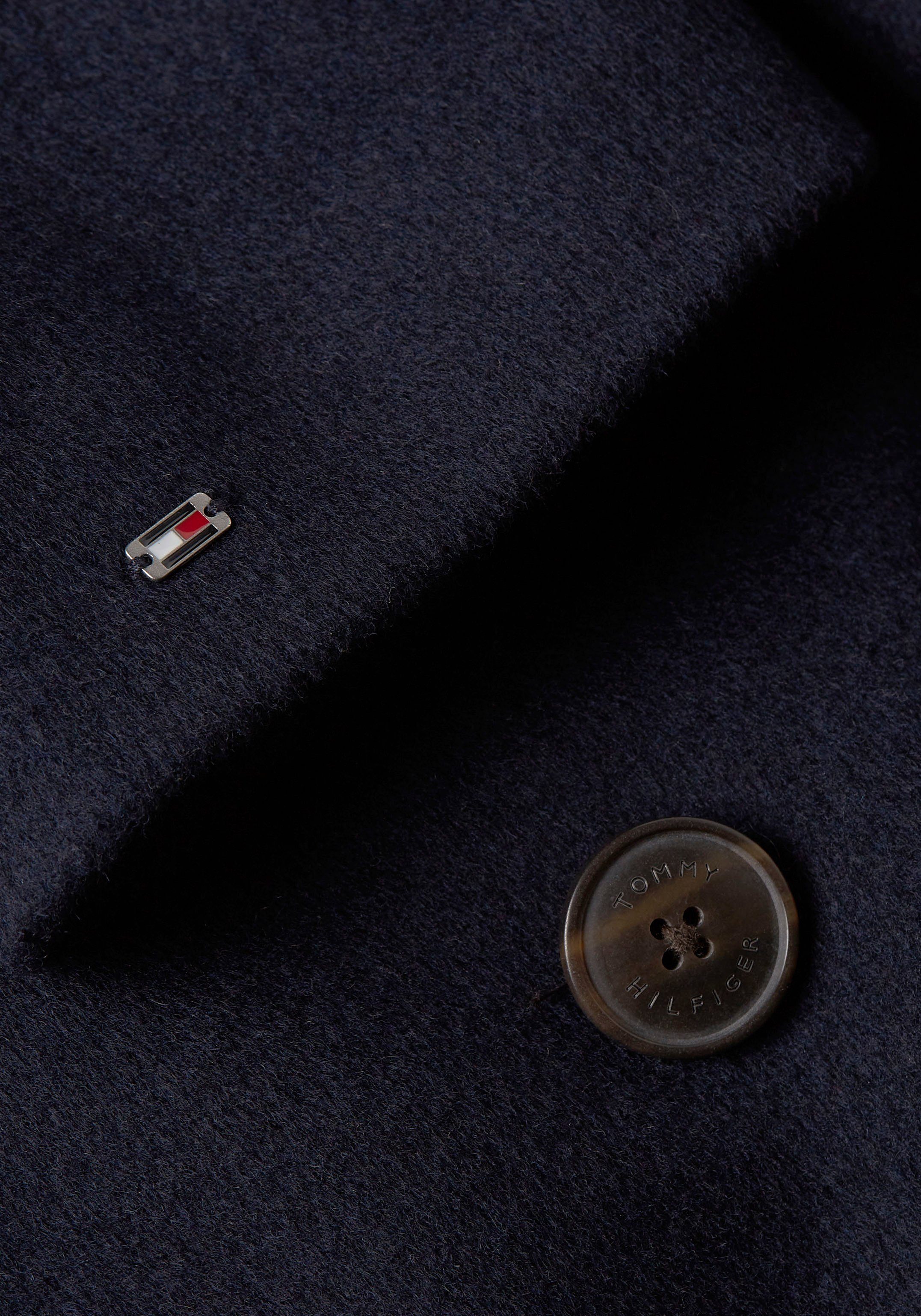 Tommy Hilfiger Outdoorjack WOOL BLEND DB BELTED FUNNEL JKT met metalen tommy hilfiger-label
