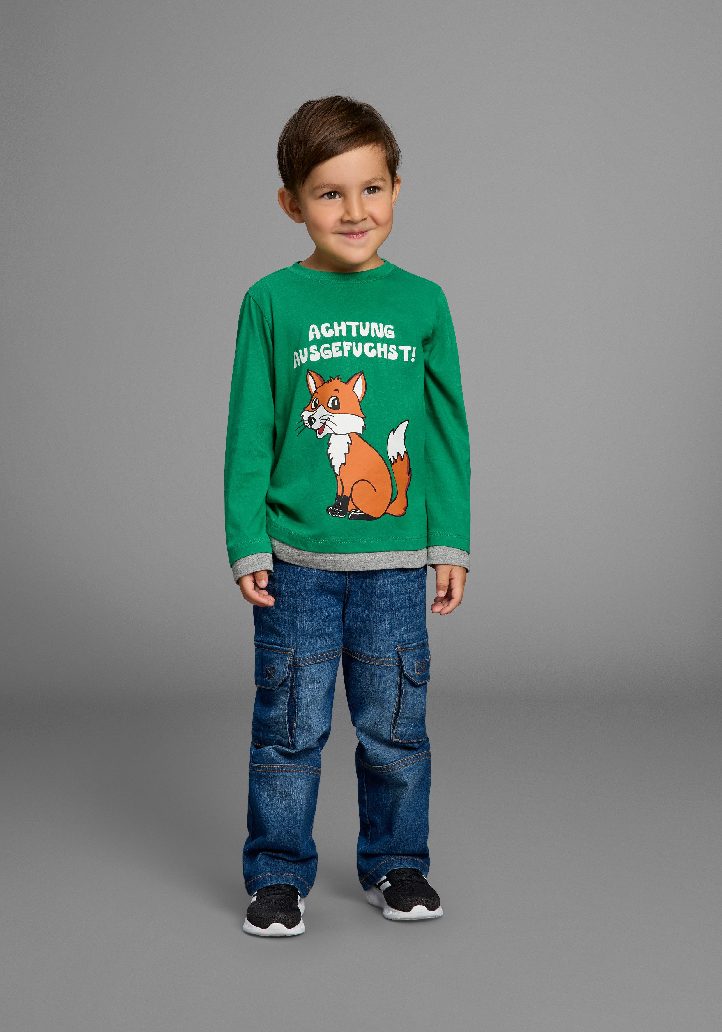 KIDSWORLD Shirt met lange mouwen Let op knutselwerk Shirt met coole vossendruk