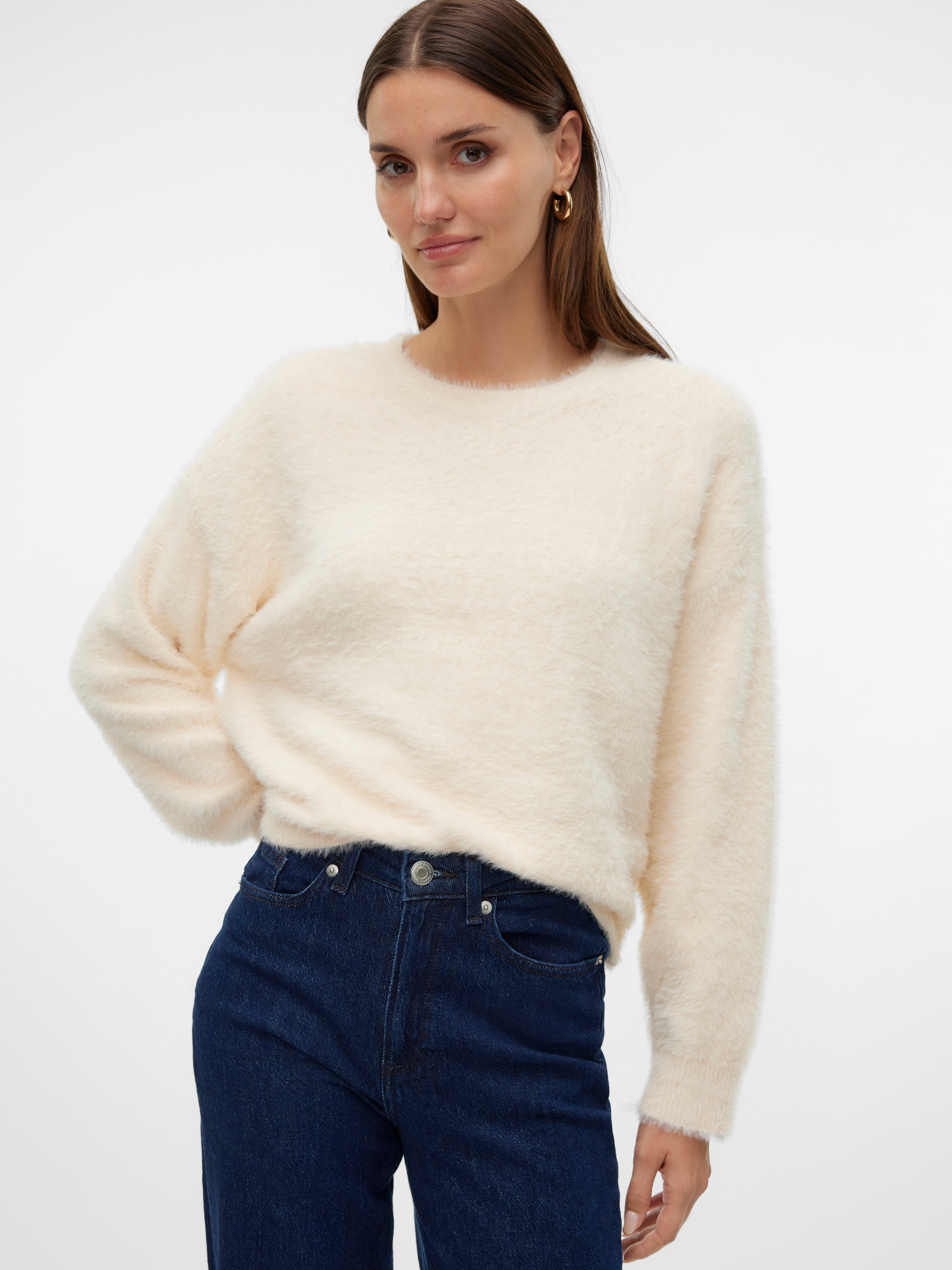 Vero Moda Trui met ronde hals VMALINA LS O-NECK BOXY PULLOVER BOO