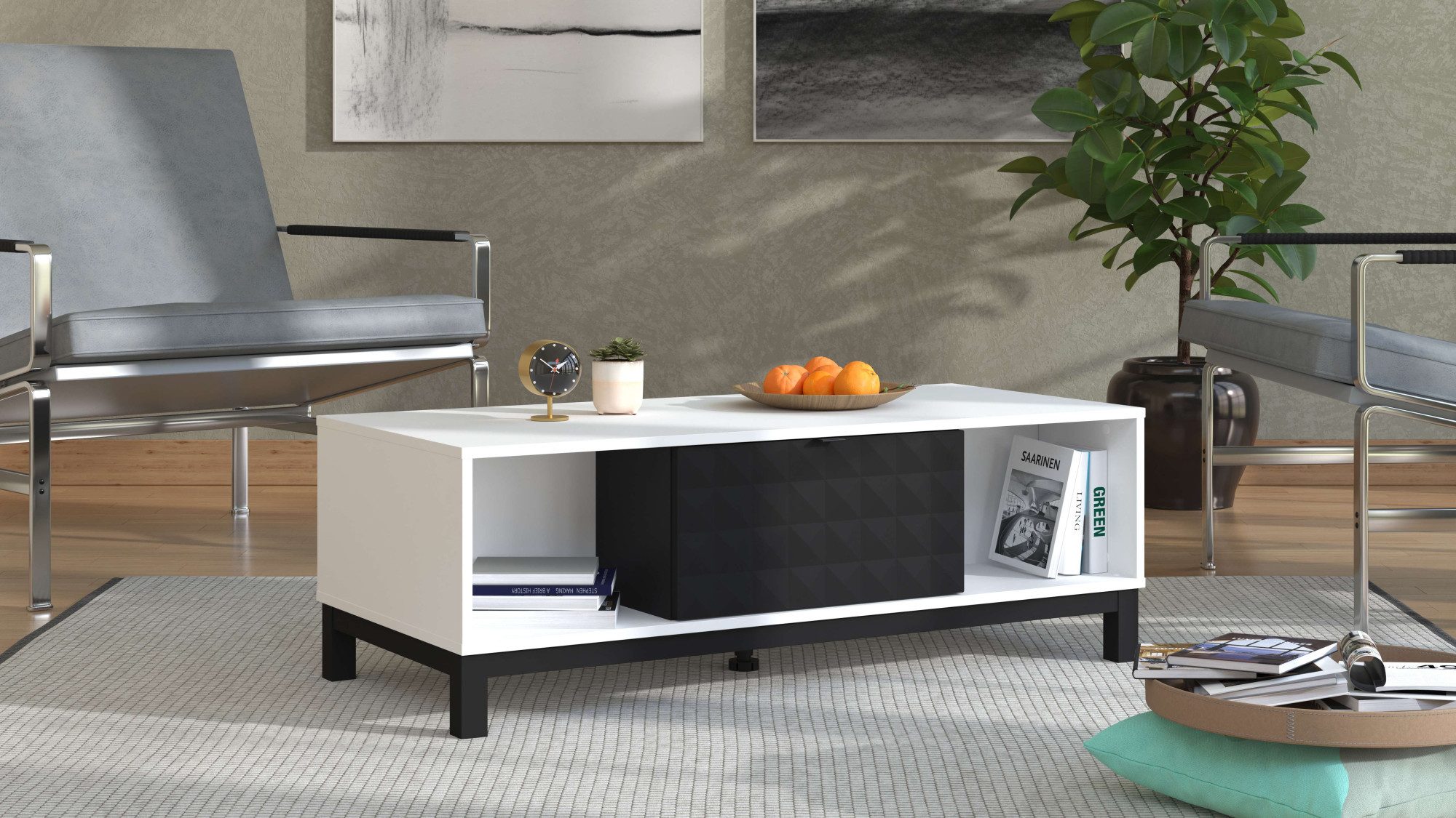 Home affaire Salontafel Sarthe, 120 cm, modern design met veel opbergruimte salontafels wit