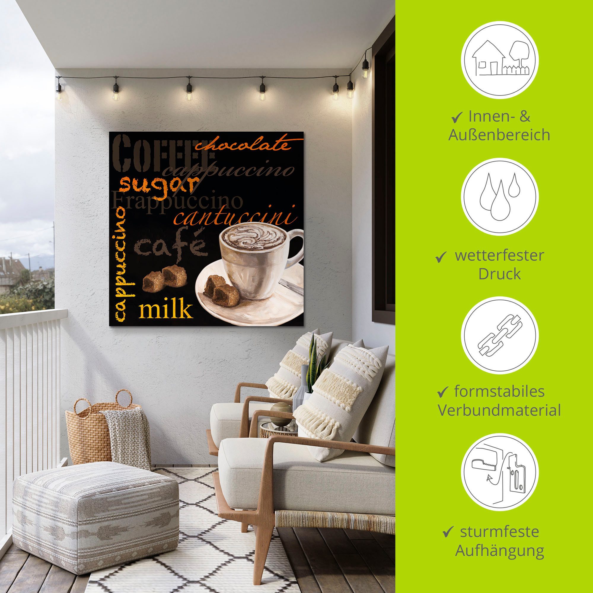 Artland Artprint Koffie als aluminiumfoto, buitenfoto in verschillende maten