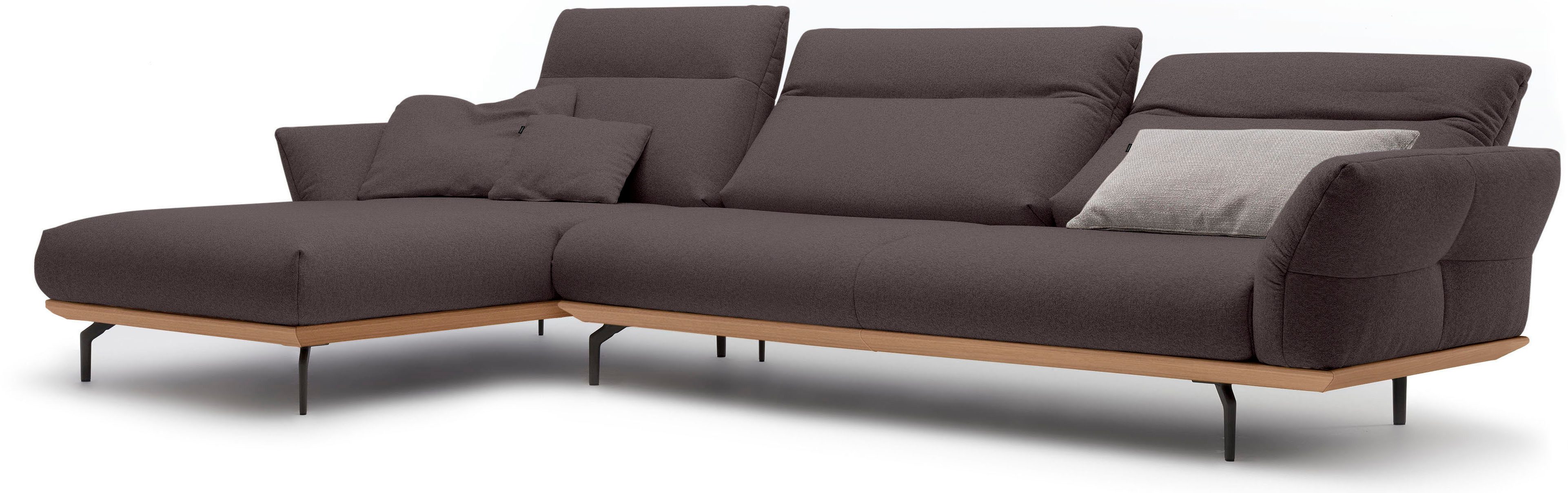 Creation BY ROLF BENZ Hoekbank CR.460 Sokkel in eiken, onderstel in umbra grijs, breedte 338 cm