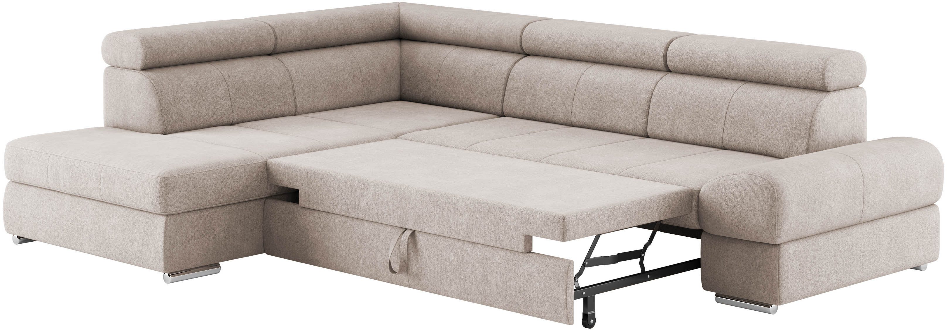 sit&more Hoekbank Broadway L-vorm met verstelbare hoofdsteunen, naar keuze met slaapfunctie