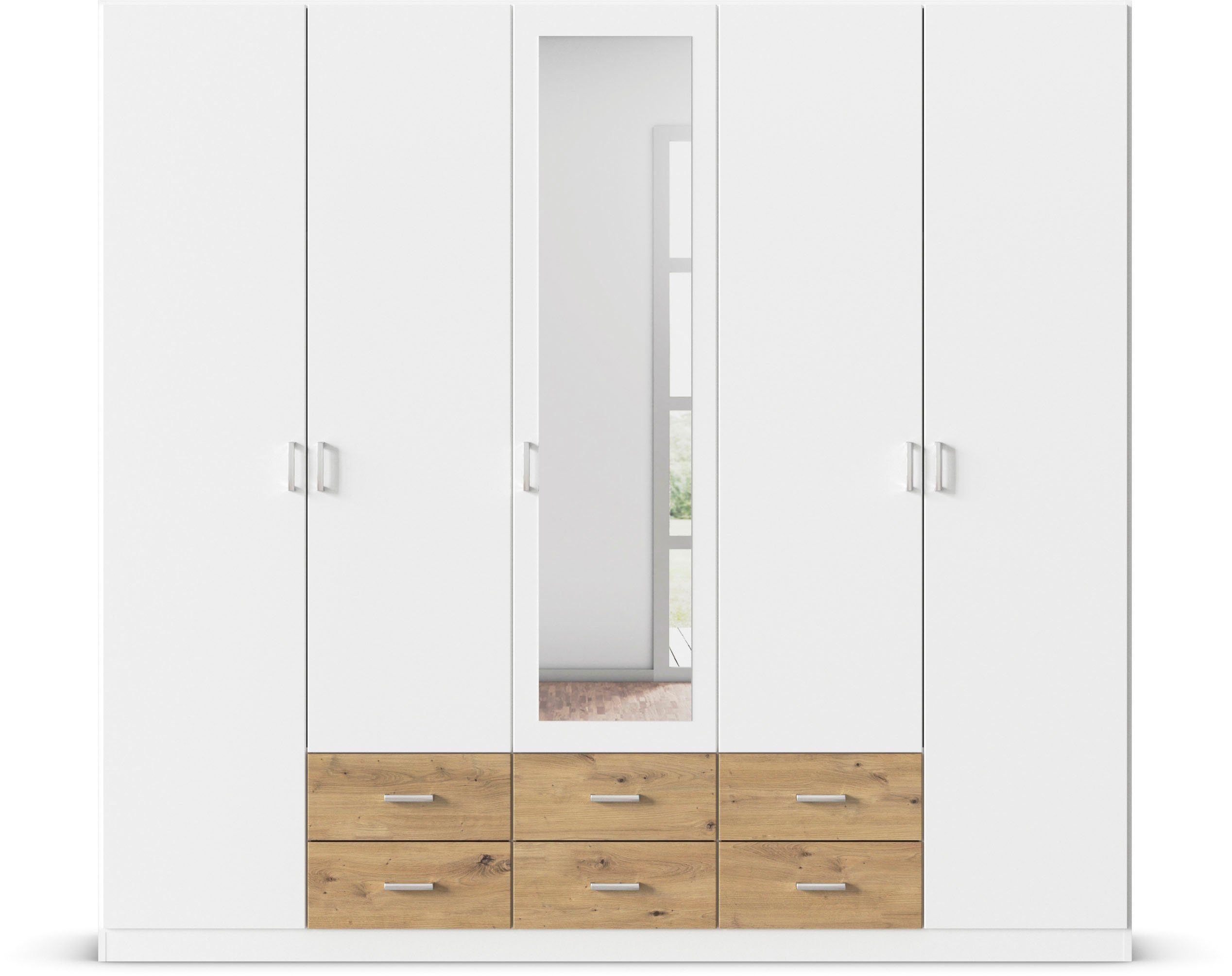 rauch Kledingkast Kast Garderobe Wasmand GAMMA in 3 Breedtes veel opbergruimte met 6 lades, met spiegel topseller made in germany