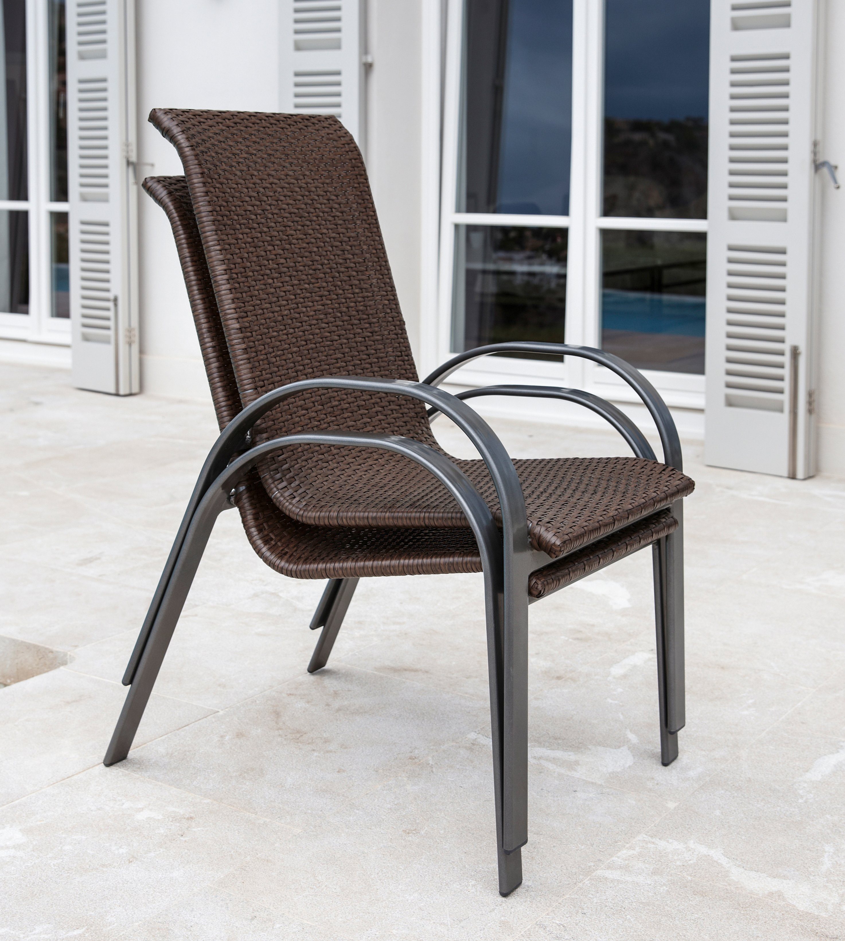 MERXX Tuinstoel Côte d ́Azur set van 2, aluminium, stapelbaar, bruin (set, 2 stuks) tuinstoelen bruin