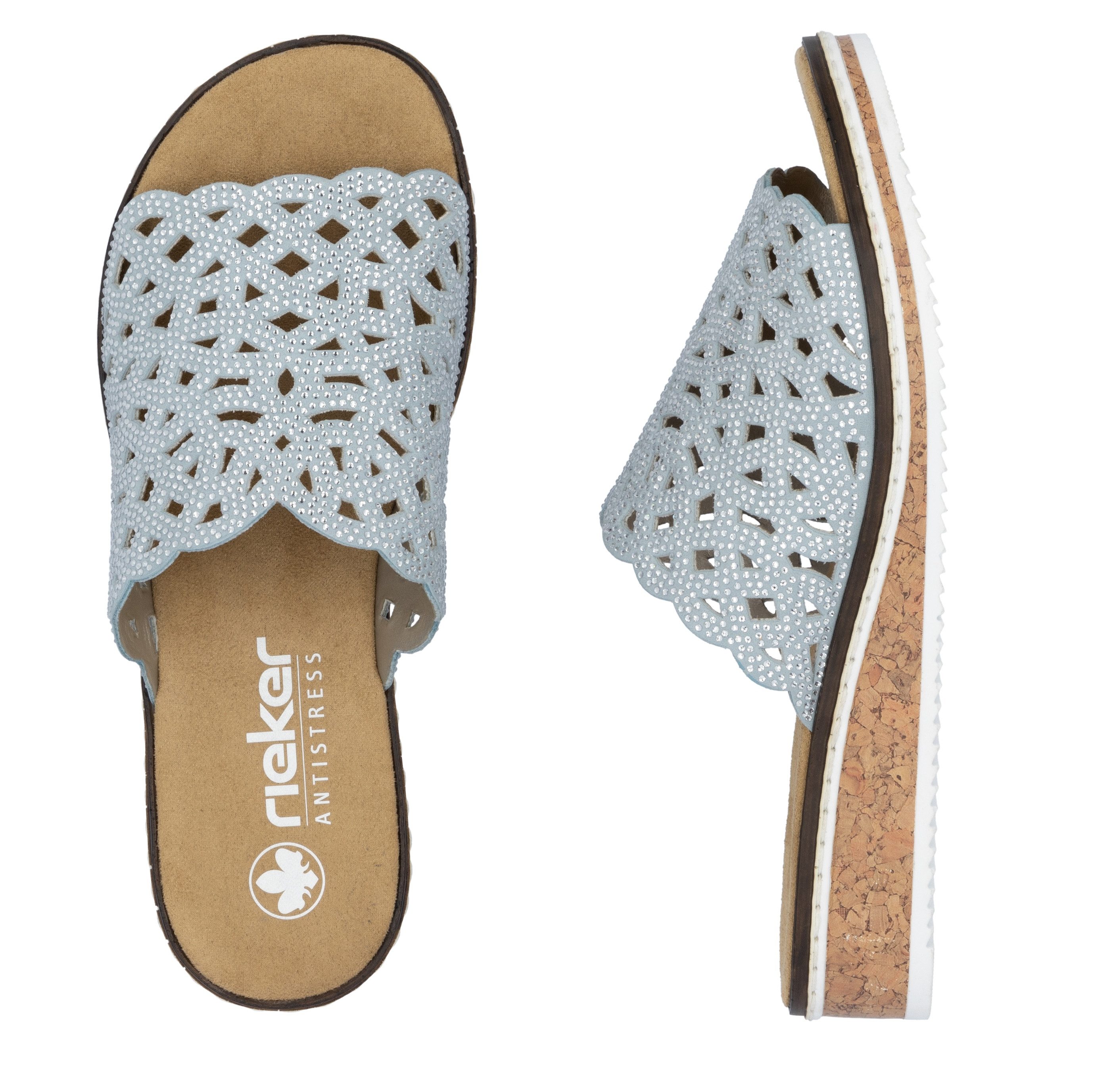 Rieker Slippers Zomerschoen, slippers, huisschoen, sleehak met perforatie