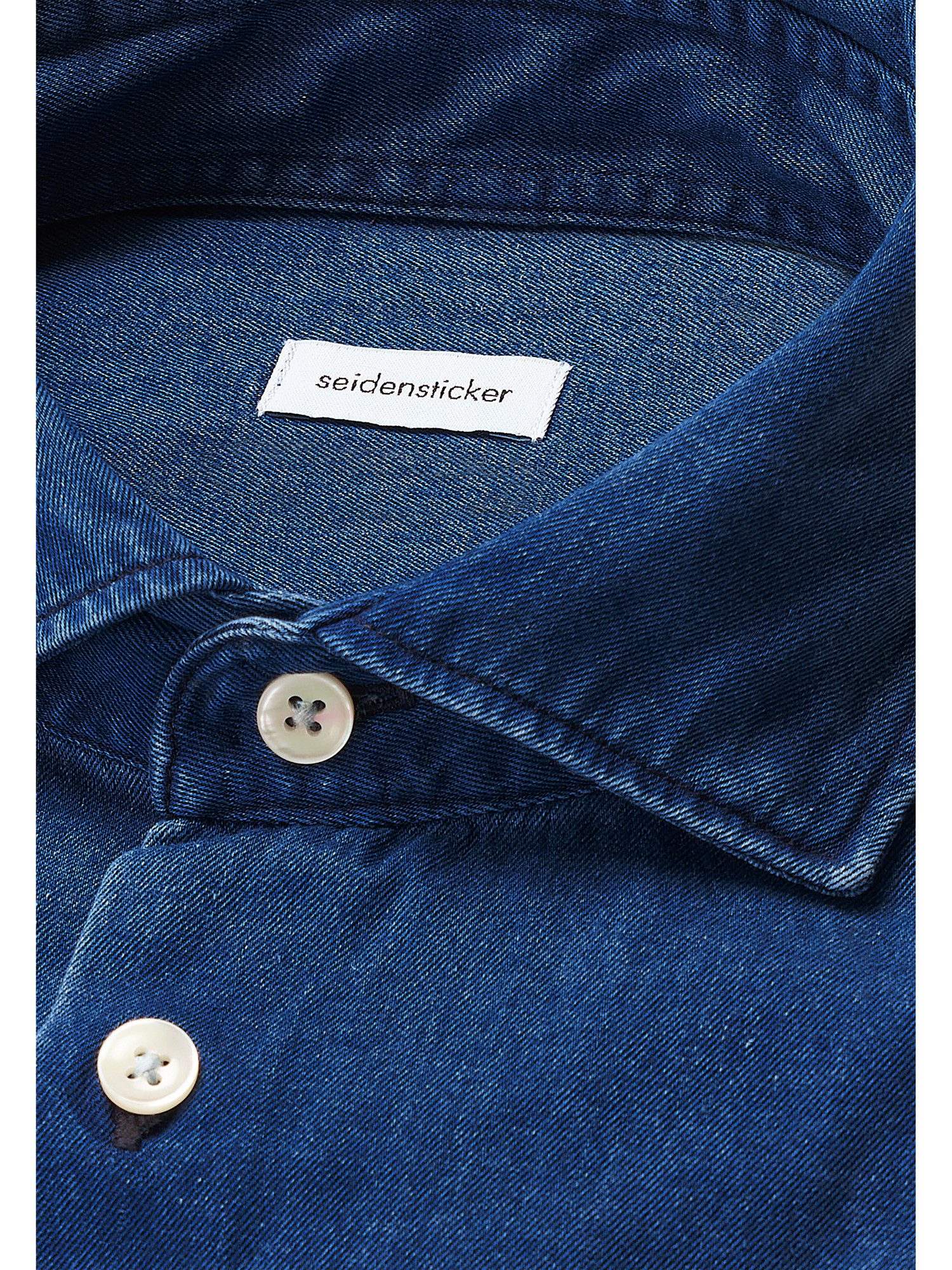 seidensticker Jeans overhemd Zwarte roos Regular 1/1 Kent kraag denim