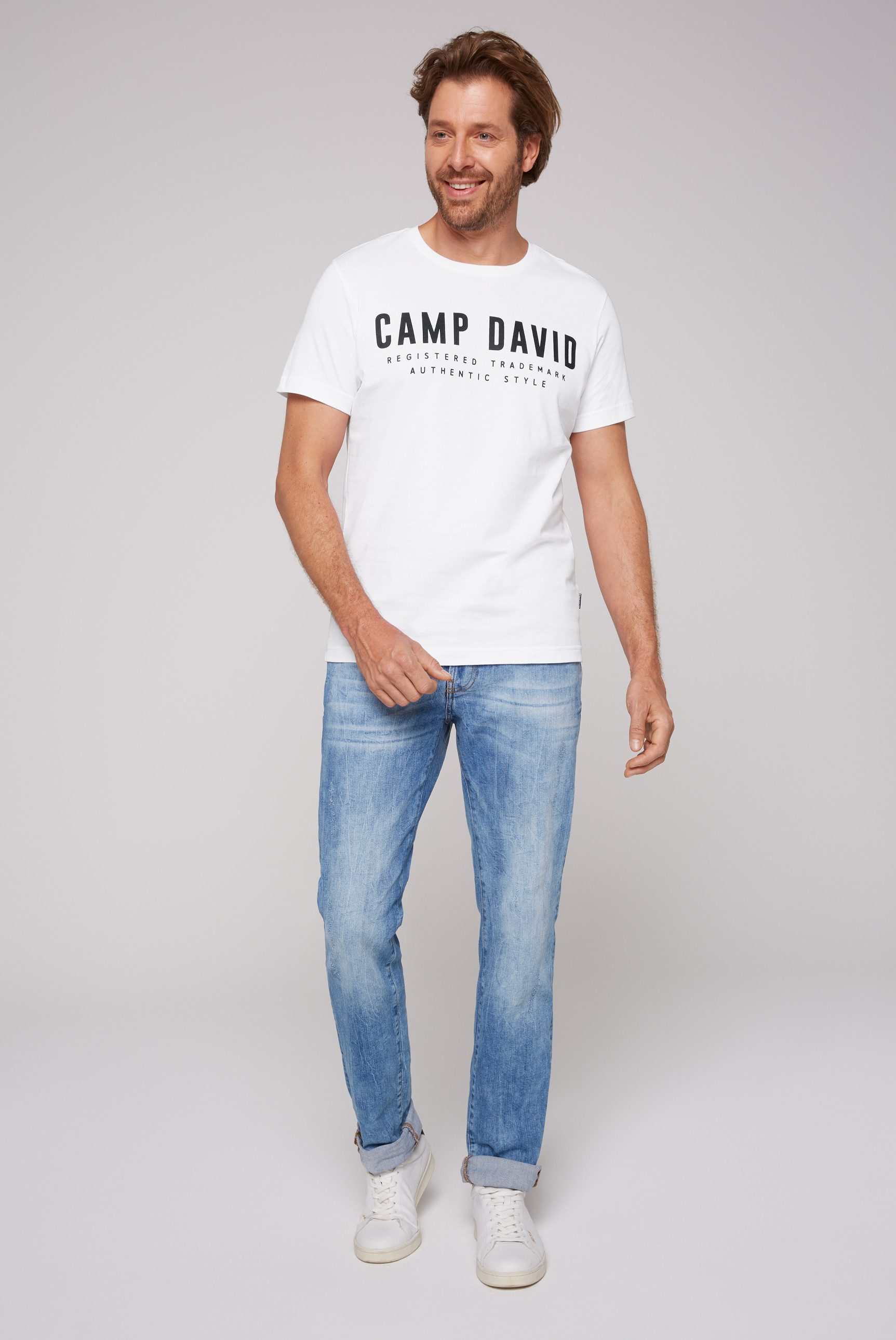 CAMP DAVID T-shirt met logoprint voor
