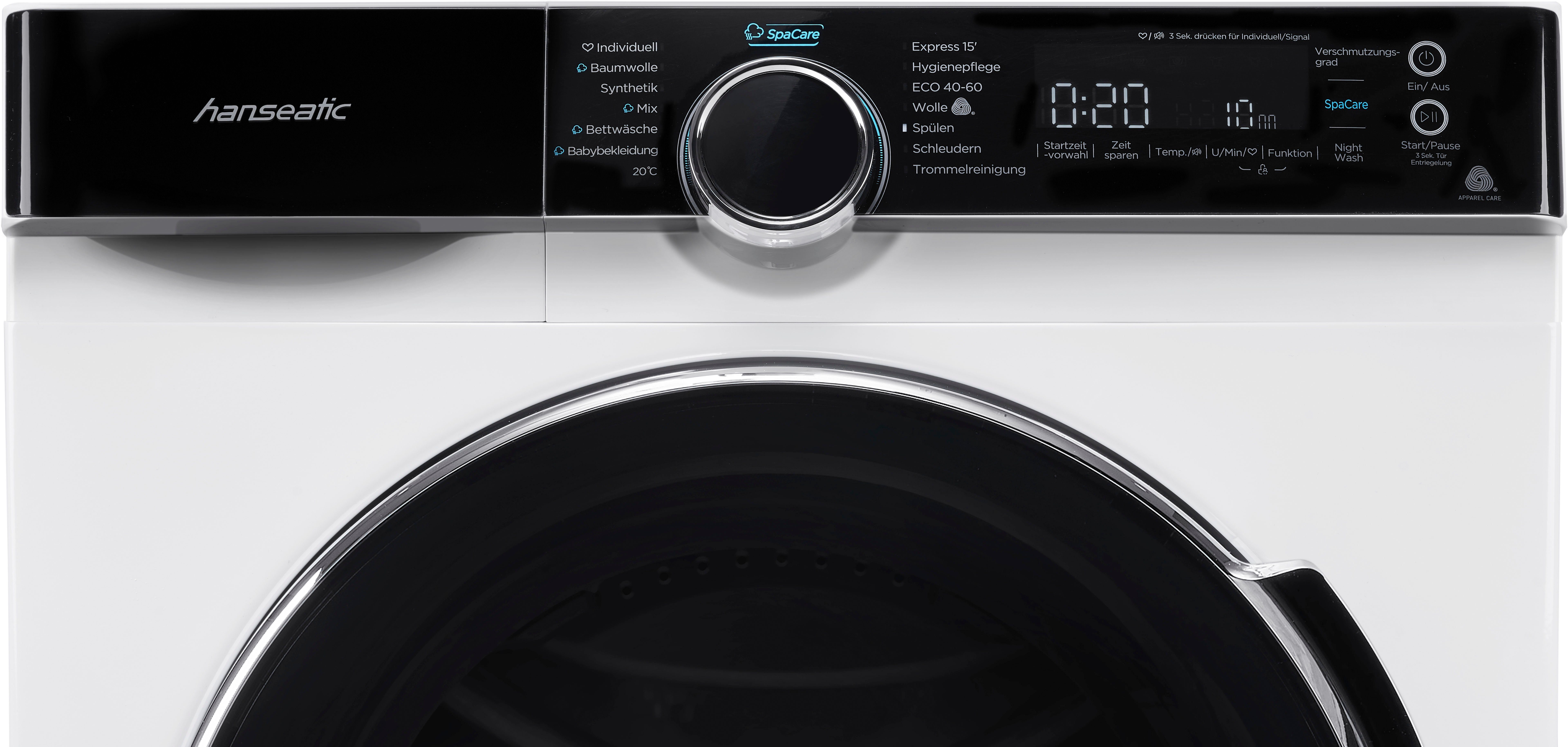 Hanseatic Wasmachine HWMK714A, Automatische dosering, nachtwasprogramma, overloopbeveiliging, stoomoptie