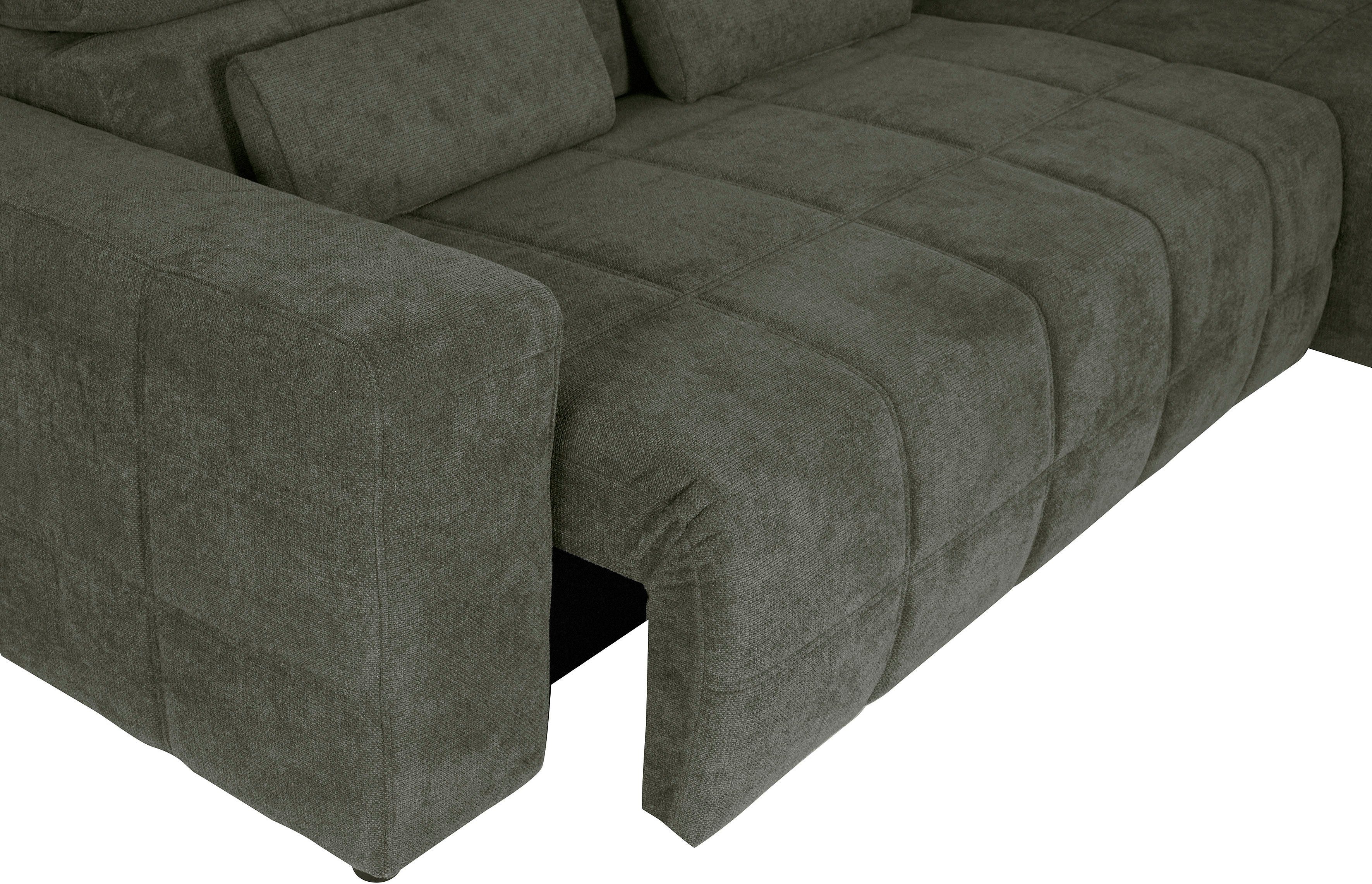 DOMO collection Hoekbank Brandon L-vorm, ook in leer met verstelbare hoofdsteun, naar keuze met verstelbare zitdiepte