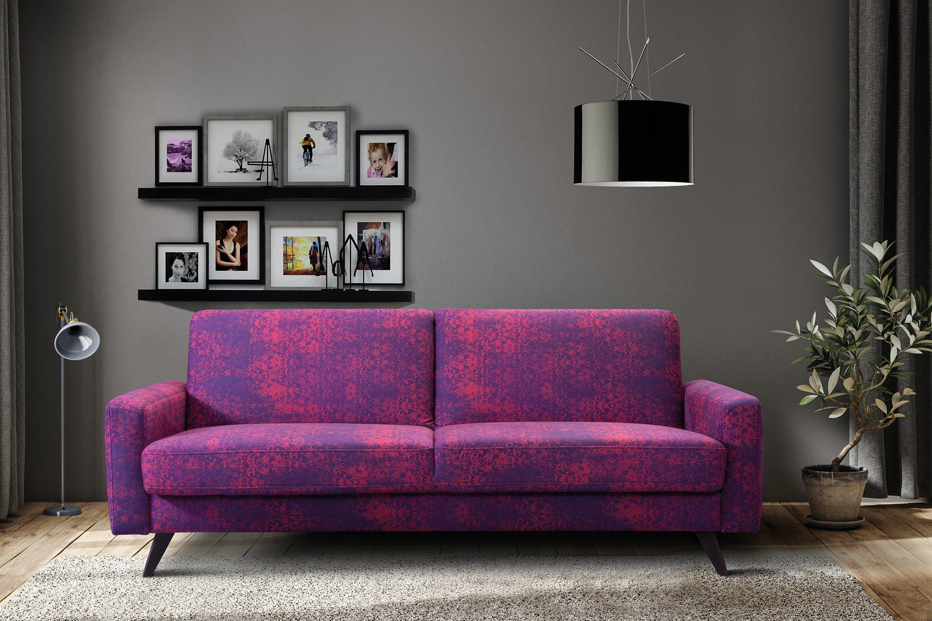 exxpo - sofa fashion 3-zitsbank Side, trendy bekledingsstof, geweldig zit- en ligcomfort, slaapbank
