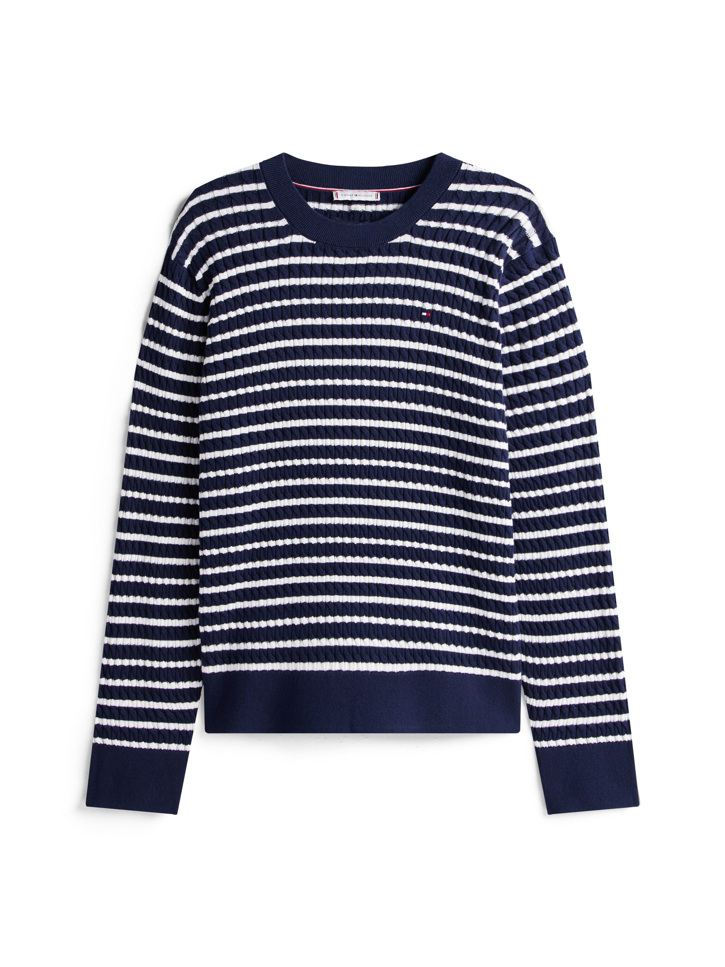 Tommy Hilfiger Curve Gebreide trui CRV CO CABLE FINE GG C-NK LS SWT