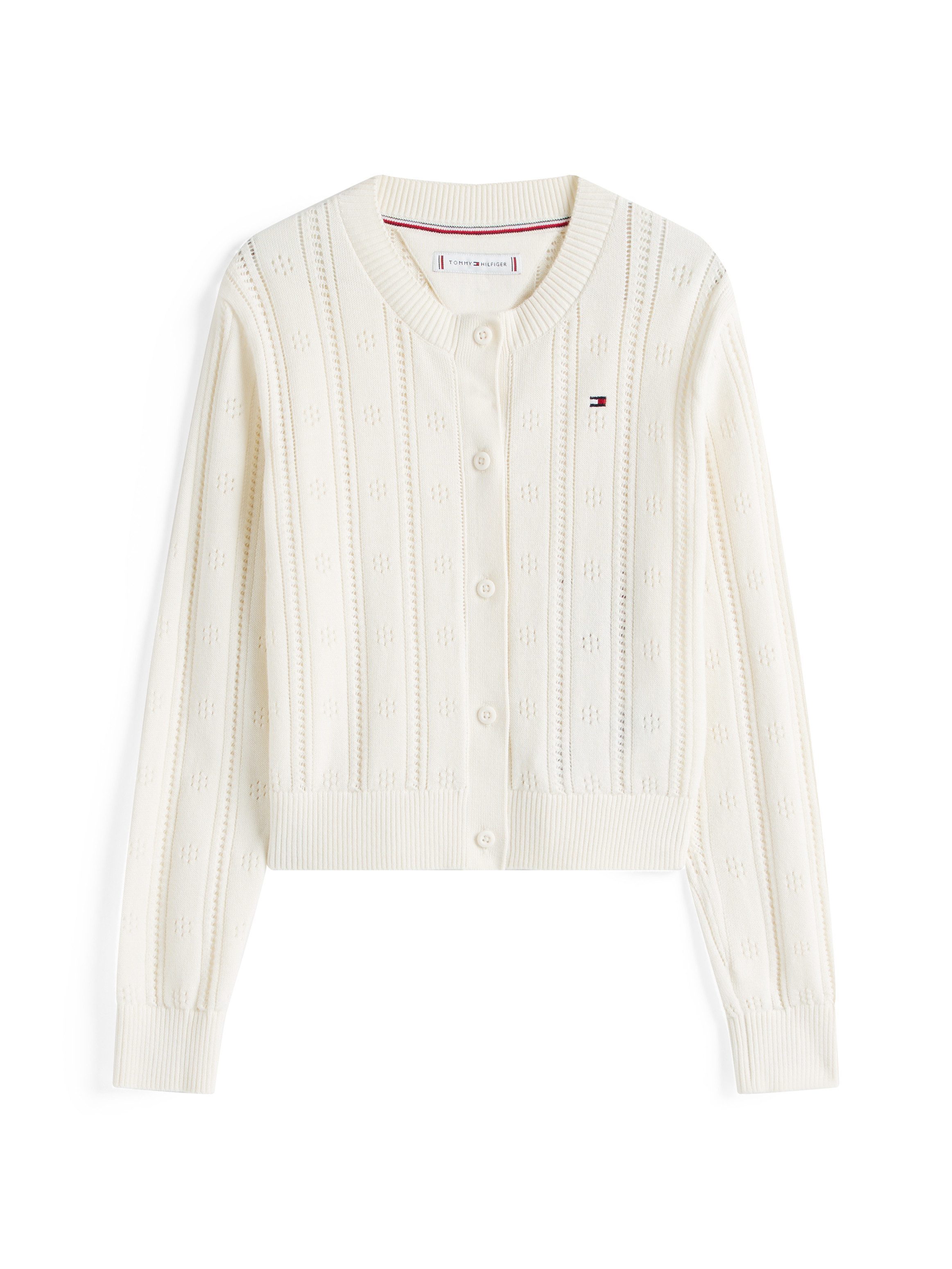 Tommy Hilfiger Vest POINTELLE CARDIGAN LS voor kinderen tot 16 jaar, met schattig patroon