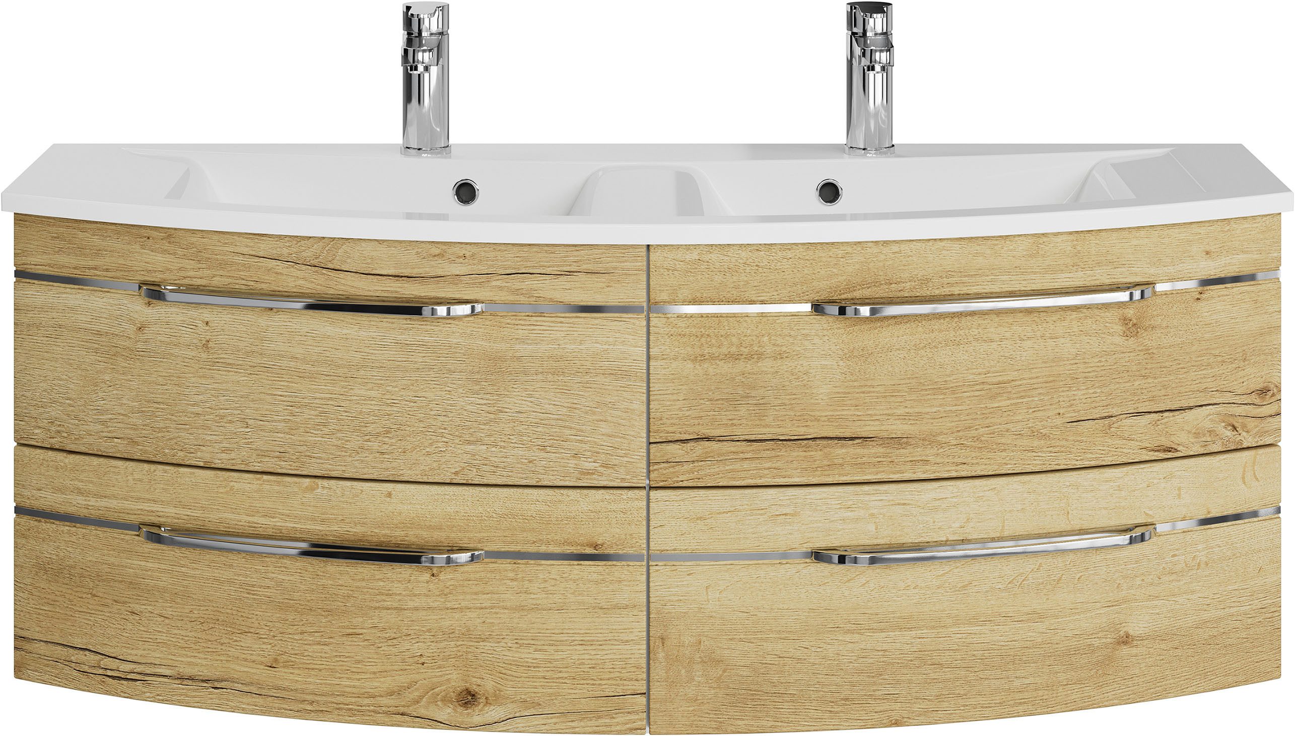 Saphir Wastafelonderkast Serie 7045 mineraalmarmeren wastafel en onderkast, 131 cm breed