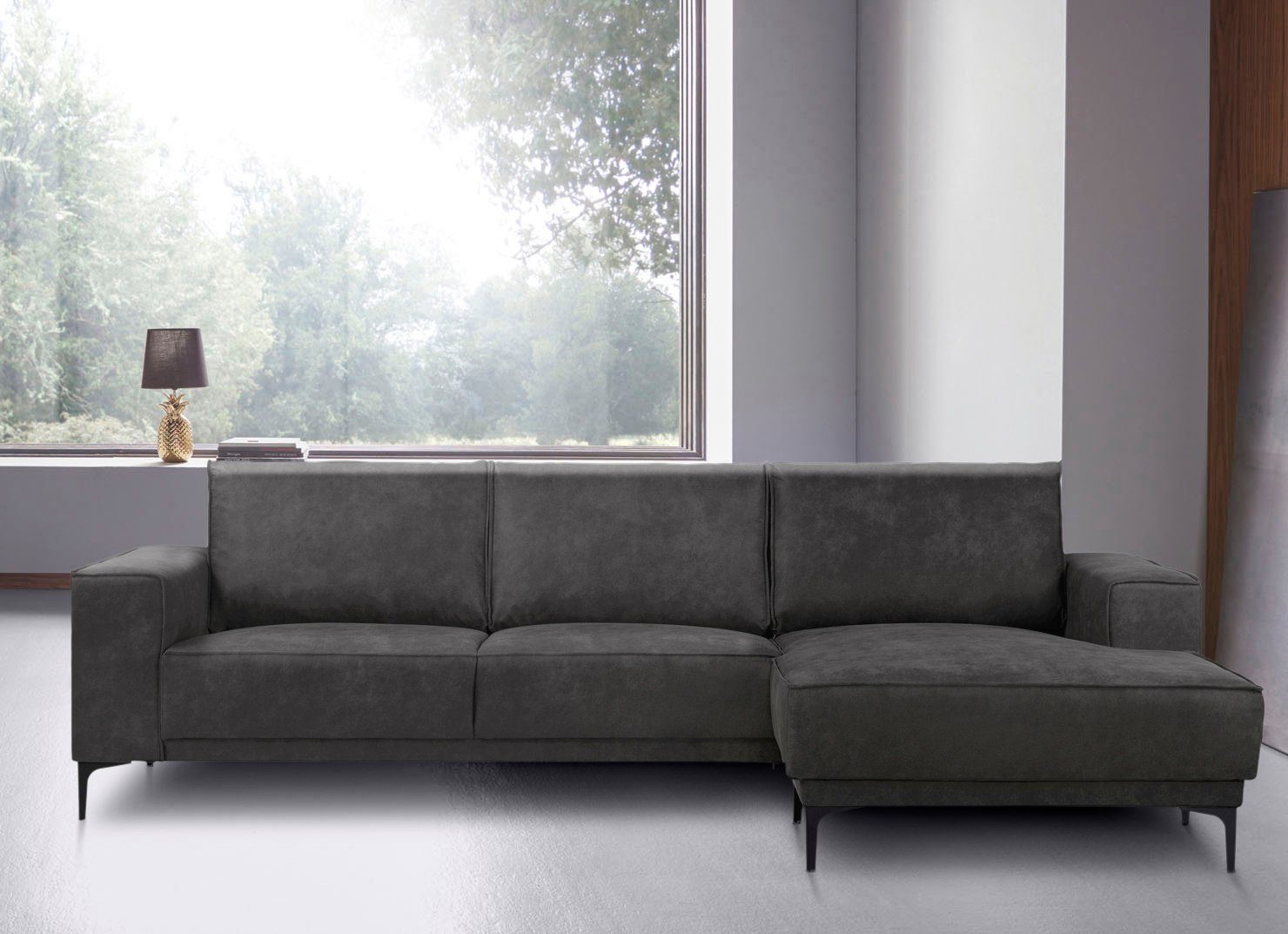 Places of Style Hoekbank Oland, structuur, platweefsel, luxe microvezel, bouclé