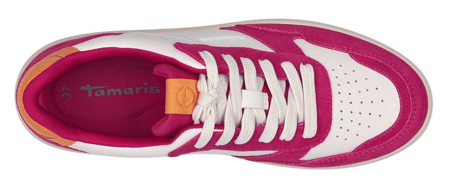 Tamaris Plateausneakers vrijetijdsschoen, lage schoen, veterschoen met contrastafwerkingen