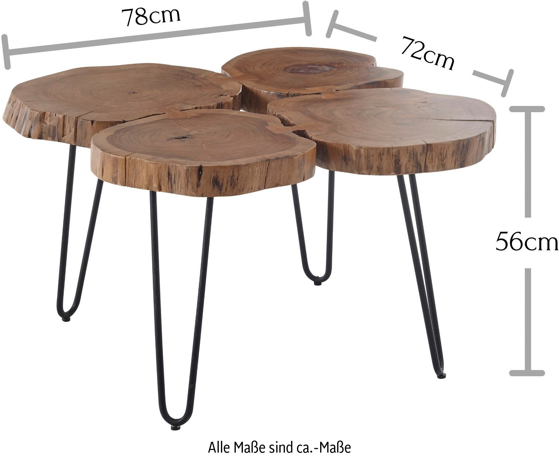 Stolkom Salontafel COLE Massief hout acacia, keuze tussen salontafel of bijzettafel