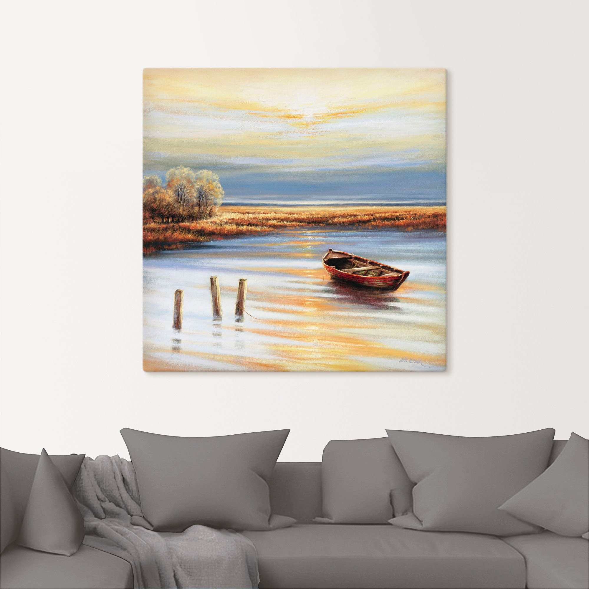 Artland Artprint op linnen Kustlijn gespannen op een spieraam